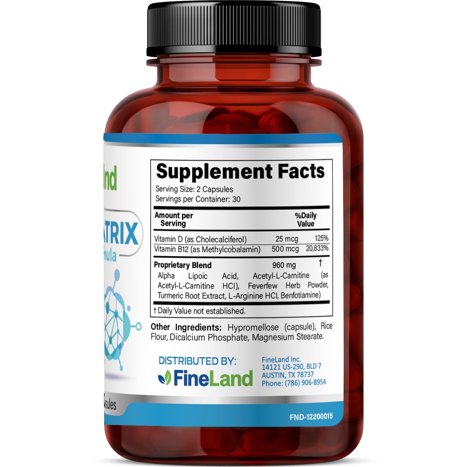 FineLand NEUROMATRIX Complex Formula, Advanced Cognitive and Nerve Support Supplement, High Potency Vitamin B12, Alpha Lipoic Acid and Acetyl-L-Carnitine, 60 Capsules FineLandAu supplements