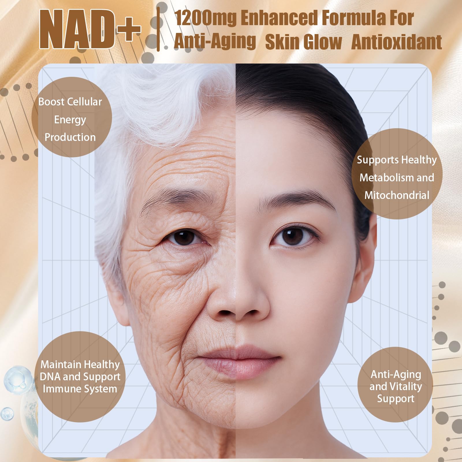 NAD+Advanced Cellular Renewal - 1200mg NAD+Liquid Supplements for Energy & Focus - 10 Vials (1) LexenicAu supplements