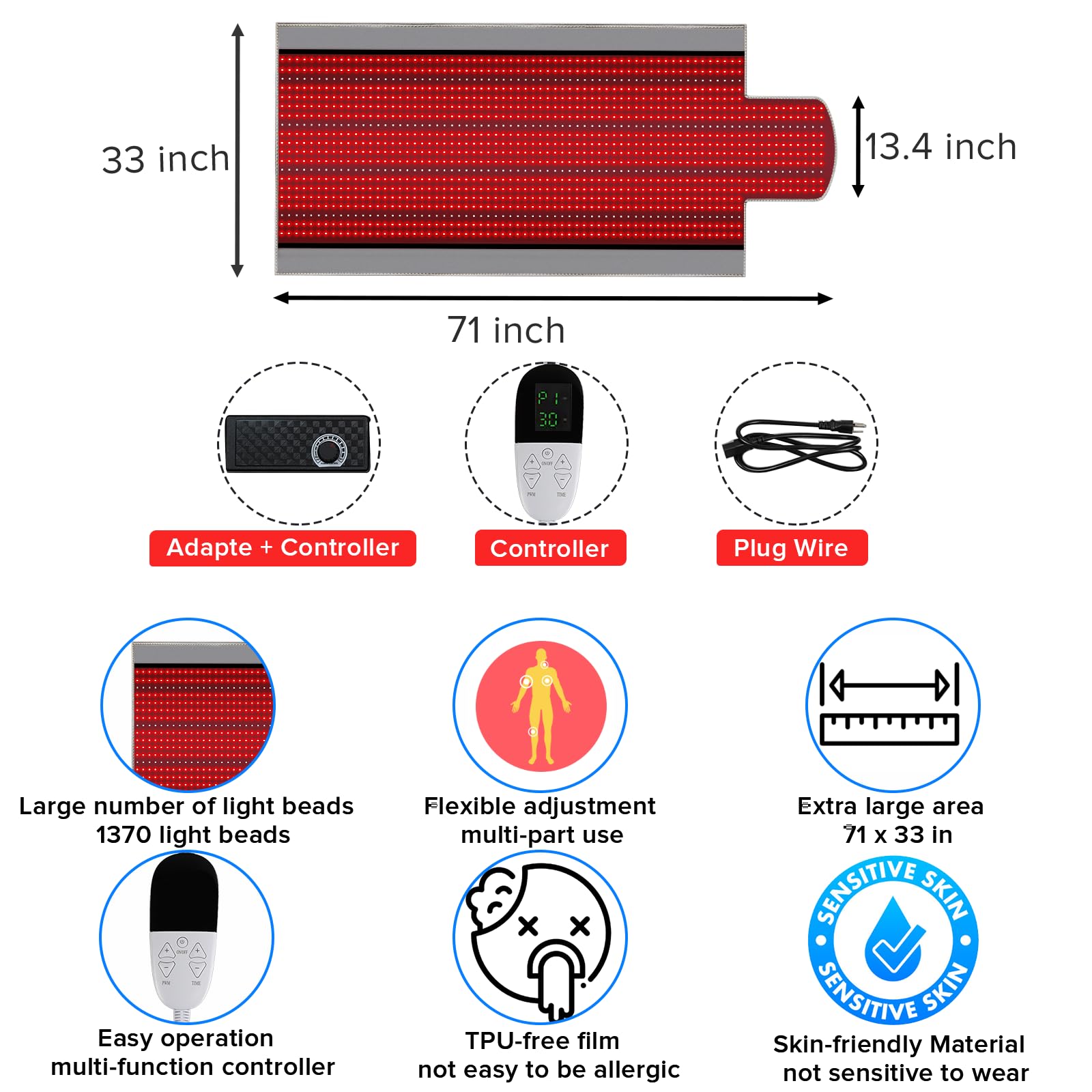 Near Infrared Light Therapy Blanket for Full Body, 1370pcs 660nm & 850nm LED Light Therapy Device RutollmitAu supplements