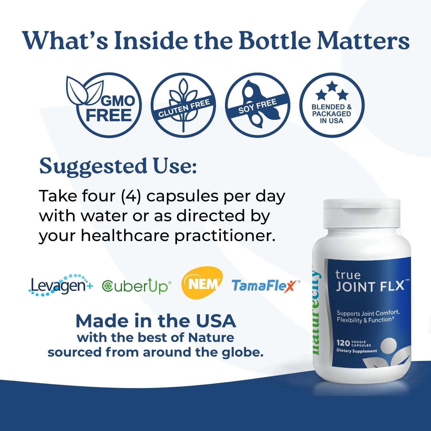 NatureCity True-Joint FLX Joint Supplement Formula (120 Capsules) | TamaFlex, NEM Eggshell Membrane, Levagen+ PEA & CuberUp | Supports Joint Comfort, Flexibility, Mobility, Function & Cartilage Health NatureCityAu supplements