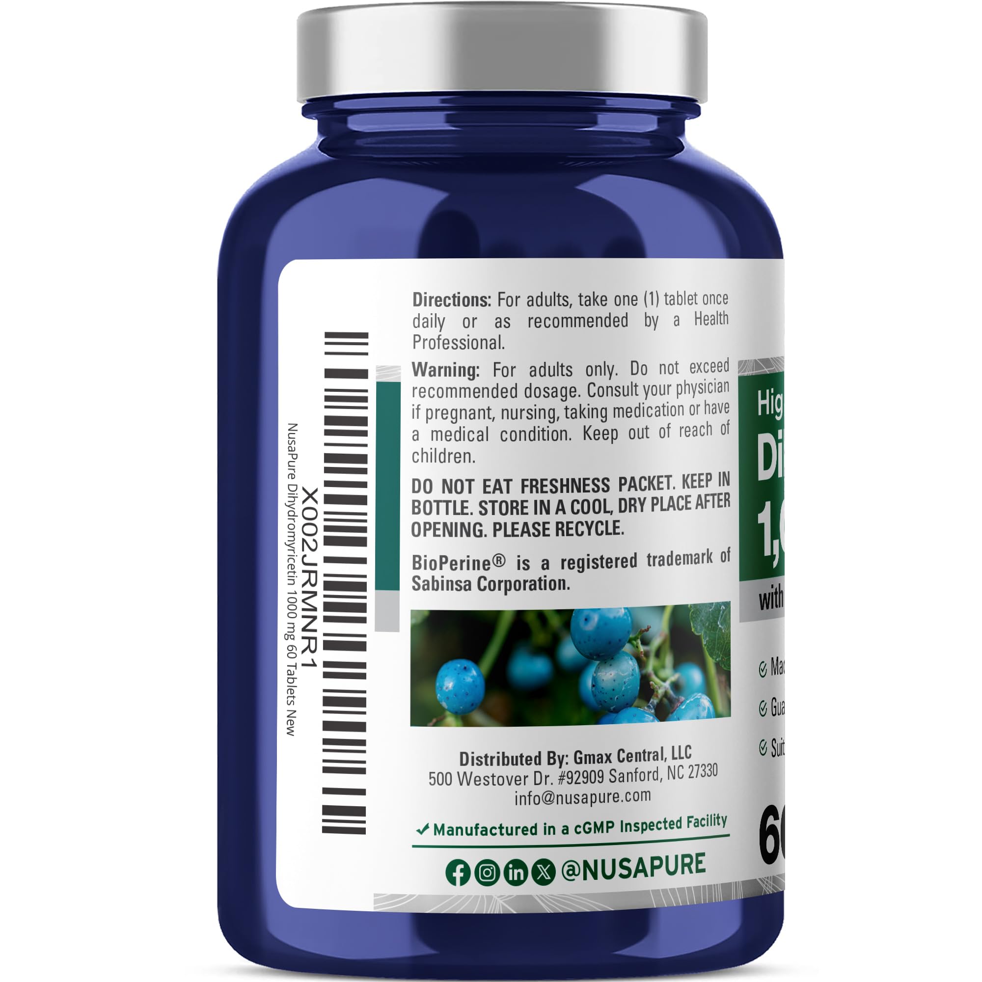 NusaPure Dihydromyricetin (DHM) 1,000mg 60 Veggie Tablets (No GMO & 100% Vegetarian) NusaPureAu supplements