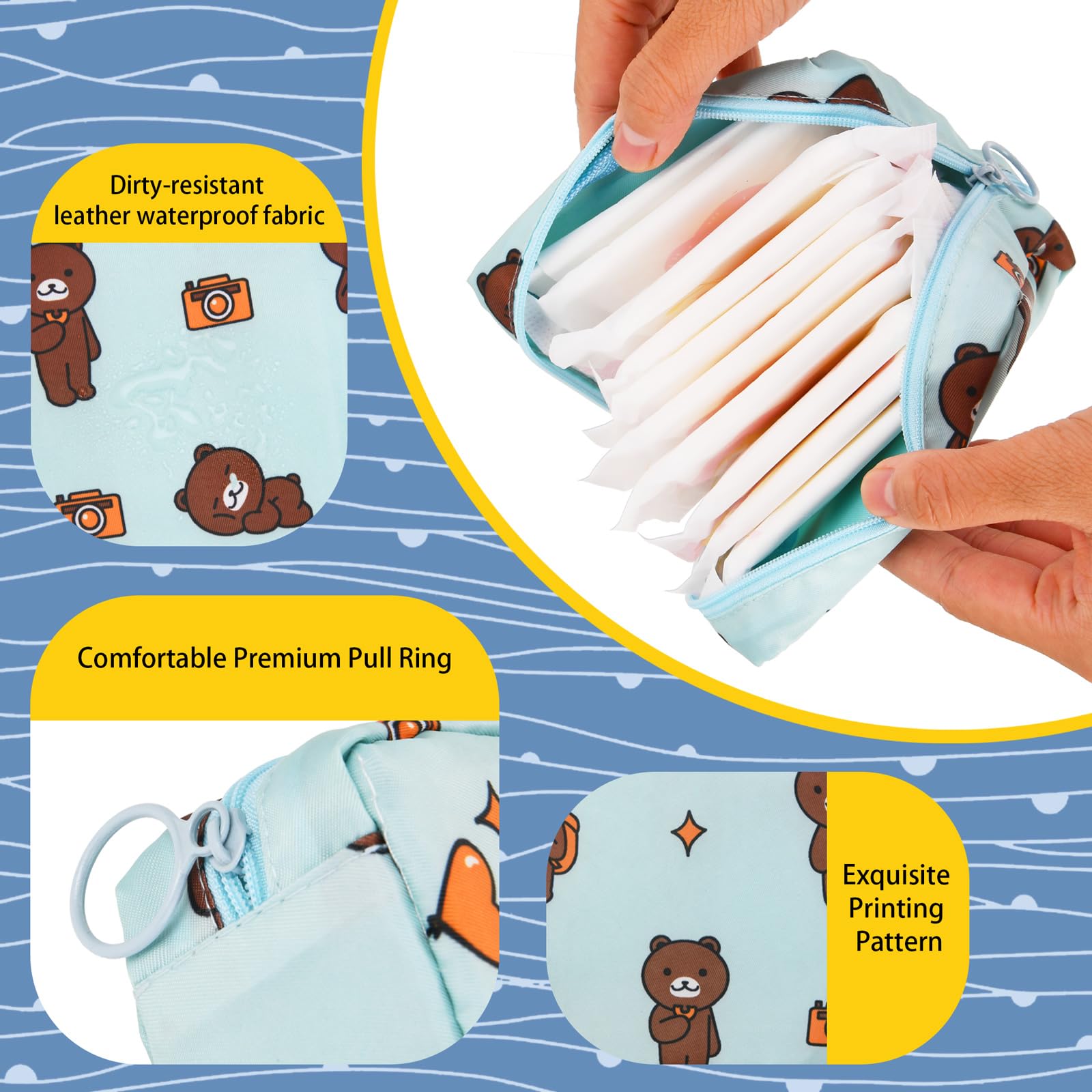 4Pcs Period Bag, Sanitary Pad Storage Bag Samll Period Pouch for Purse Cute Menstrual Period Bag AsterAu supplements