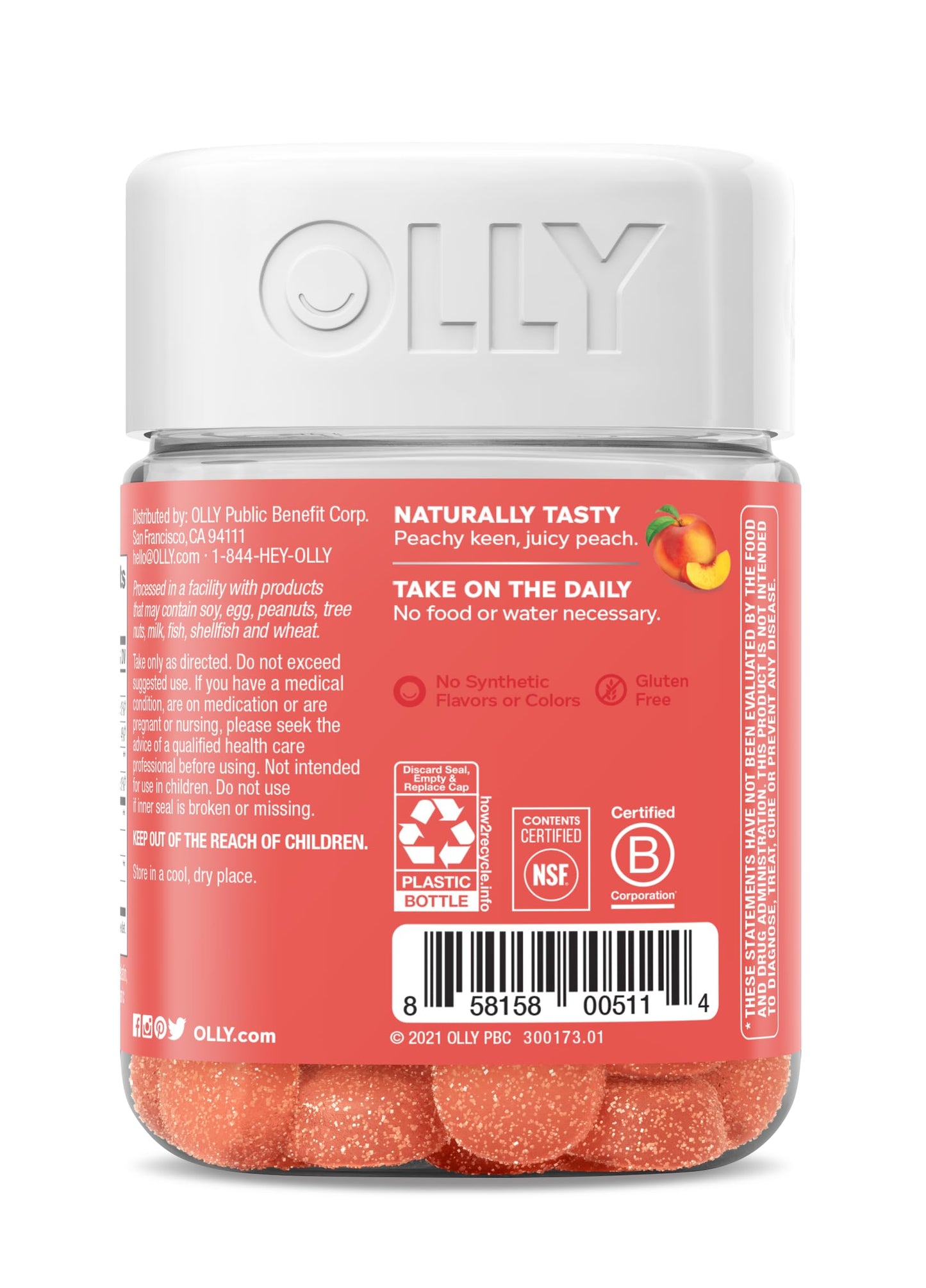 OLLY Probiotic + Prebiotic Gummy, Digestive Support and Gut Health, 500 Million CFUs, Fiber, Adult Chewable Supplement OLLYUS supplements