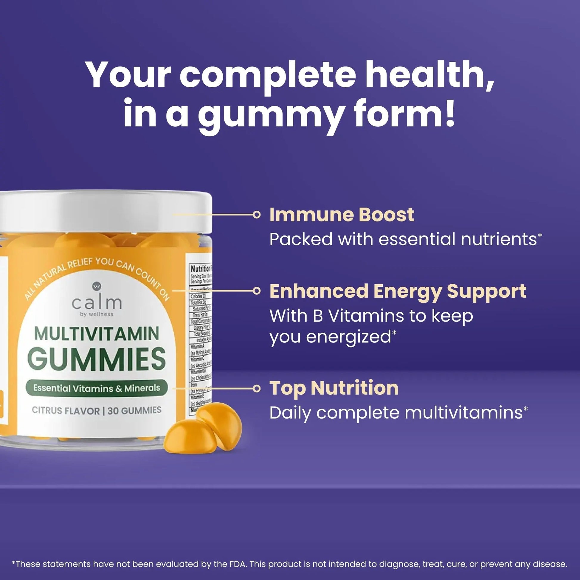 Calm by Wellness Multivitamin Gummies - All Natural Vegan Adult Multivitamin Gummy - Packed with Antioxidant Vitamins C & E, B12, B6 Calm by WellnessAu supplements