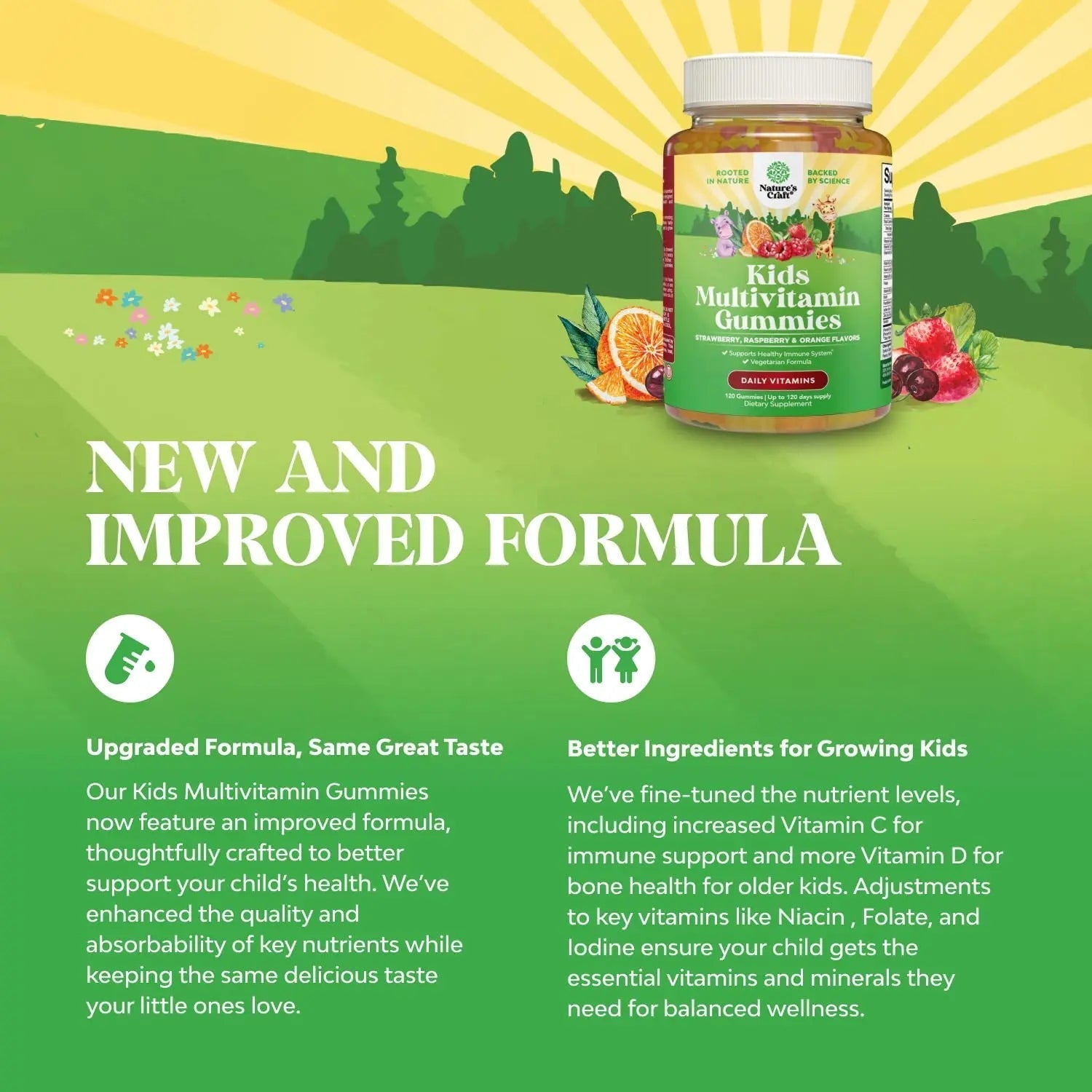 Bundle of Plant Based Kids Multivitamin Gummies with Vitamins A C D3 E B Zinc and DHA Omega 3 Gummies with Vegetarian 6 9 for Vision Brain Immunity Support Natures CraftAu supplements