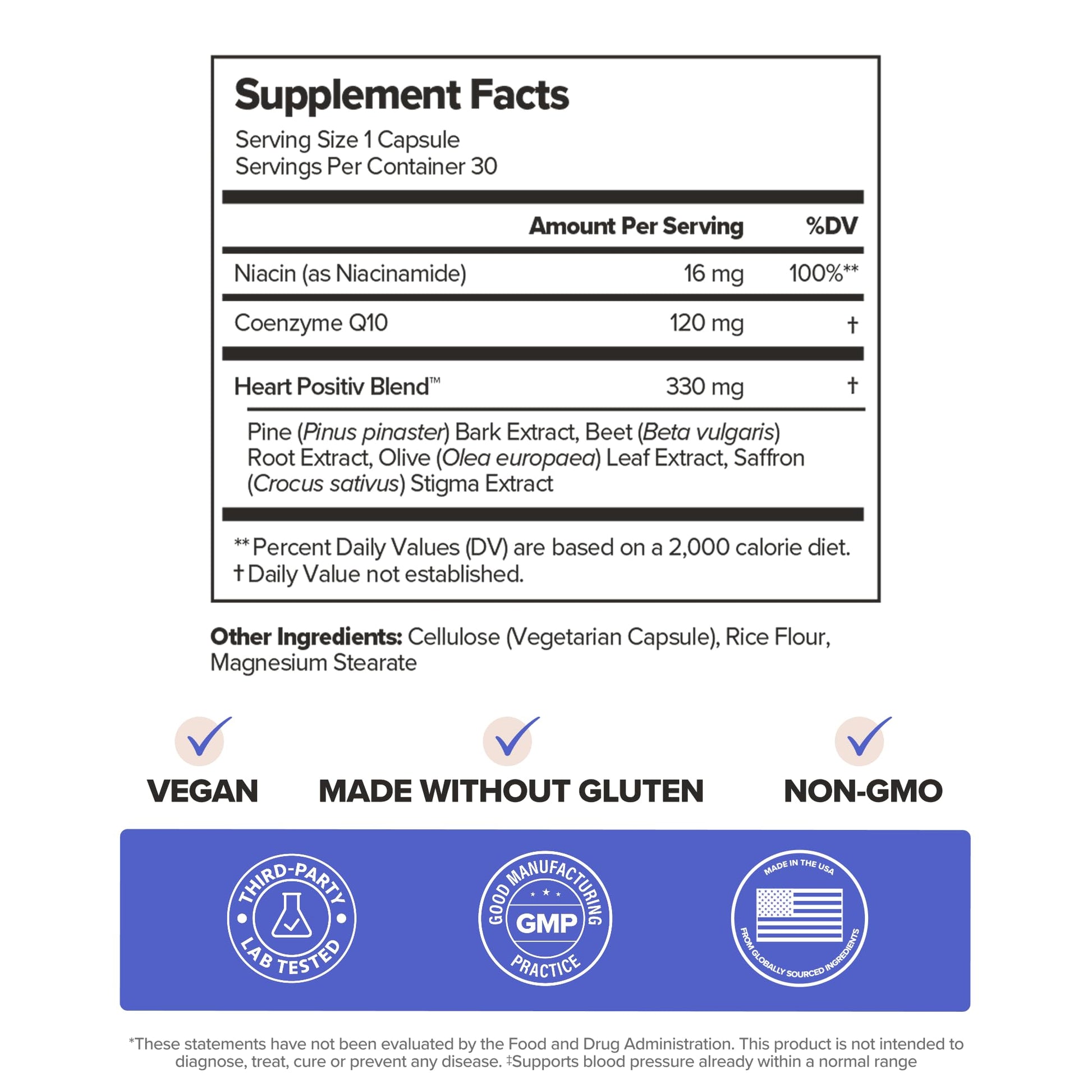 O Positiv MENO Heart + Blood Pressure Support Capsules – Daily Support for Healthy Circulation, Stress Management & Blood Pressure – with CoQ10, Beets, Pine Bark & Saffron – 30 Servings O PositivAu supplements