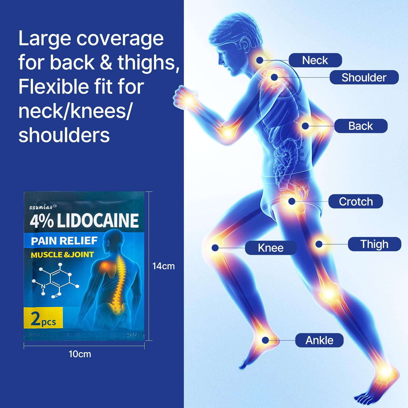 18 pcs Lidocaine Pain Relief Patches 4% - Long-Lasting Hydrogel Pain Patch with Lavender Scent | Flexible & Discreet for Back, Neck, Arthritis, Muscle & Joint Discomfort | (3 Packs) ssumiaoAu supplements