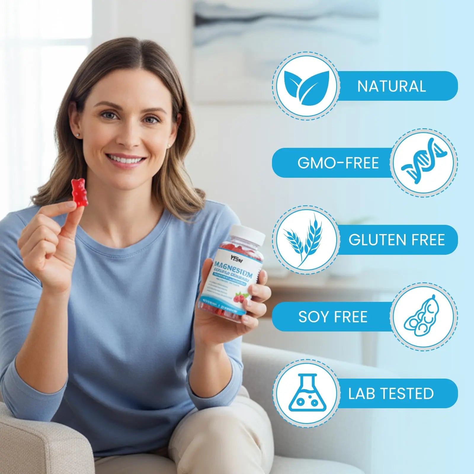 Magnesium Complex Gummies 8 Elemental 1000mg - Magnesium Glycinate, Citrate, Malate, Taurate, Supports Bones, Muscle, Nerve Health, for Women & Men, Vegan Non-GMO, Raspberry Flavor, 60 Count YXSWnz supplements