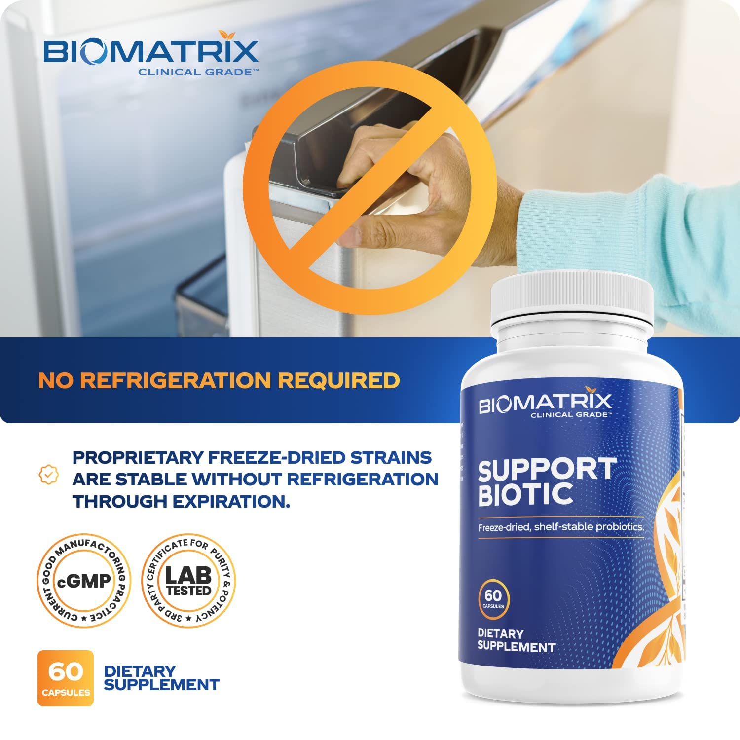 BioMatrix Saccharomyces boulardii Probiotic Supplement w/L. paracasei, L. rhamnosus, Bifidobacterium, Acidophilus – Prebiotic Complement – Temp-Stable, 30-60 Day Supply BioMatrixAu supplements