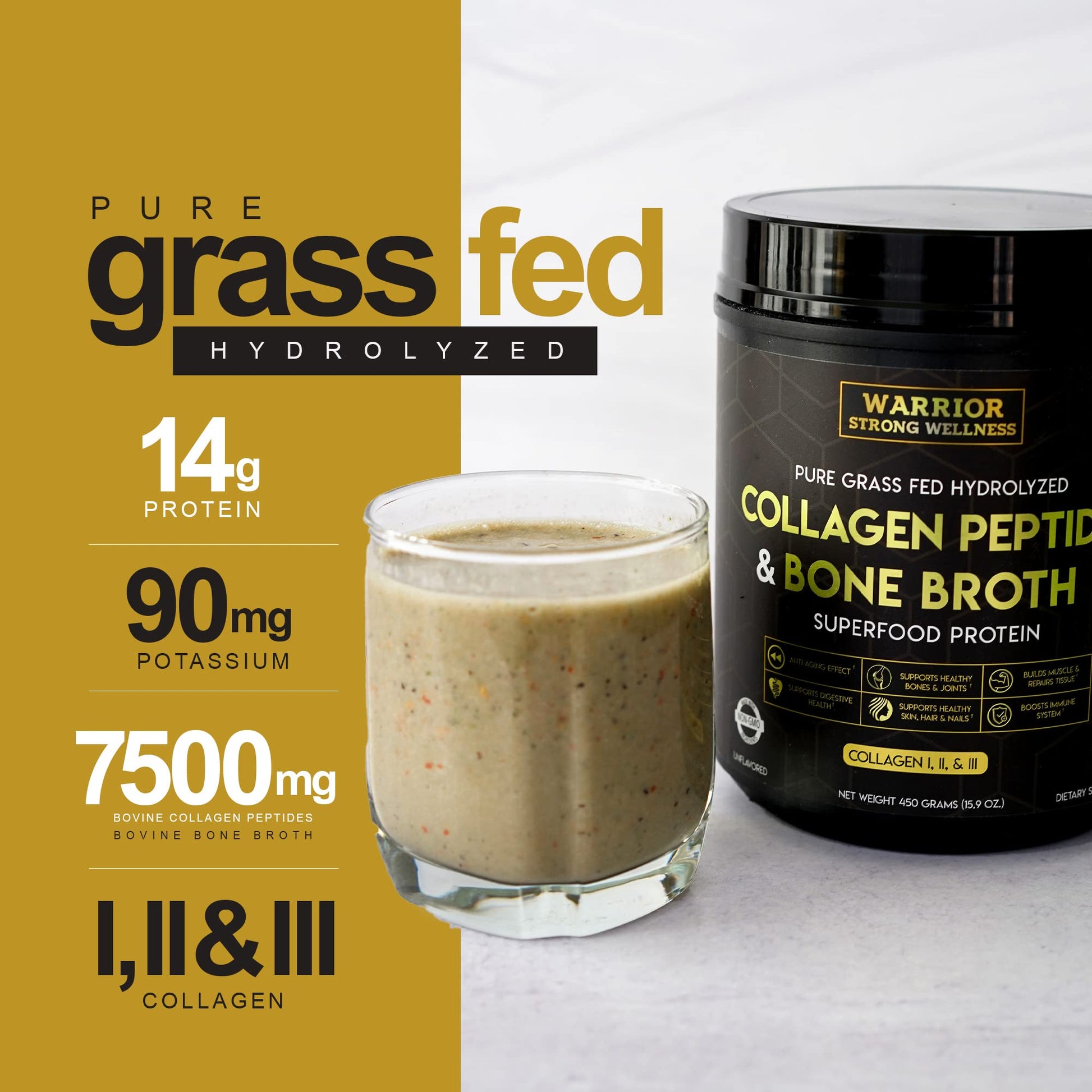 Warrior Strong Wellness Premium Collagen Peptides Bone Broth: Grass Fed Hydrolyzed Warrior Strong WellnessAu supplements