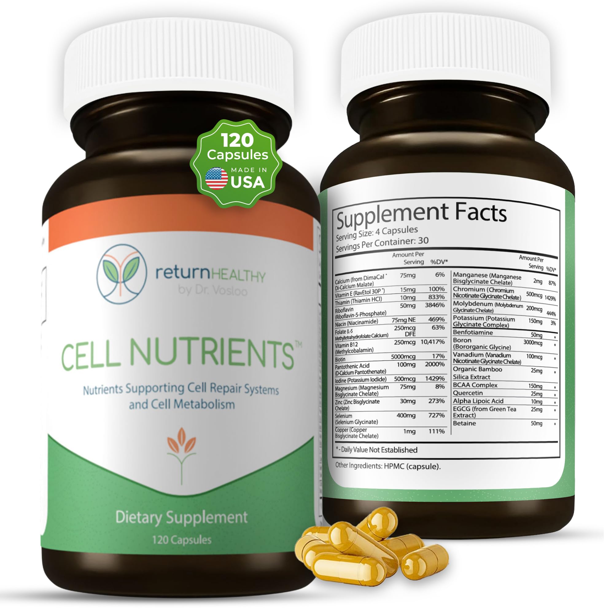 Return Healthy Cell Nutrients | Promotes Cell and Membrane Repair & Cell Metabolism | Helps Fight Tick-Borne Infections & More | Mitochondrial Supplements | Non-GMO, Vegan, 120 caps Return HealthyAu supplements