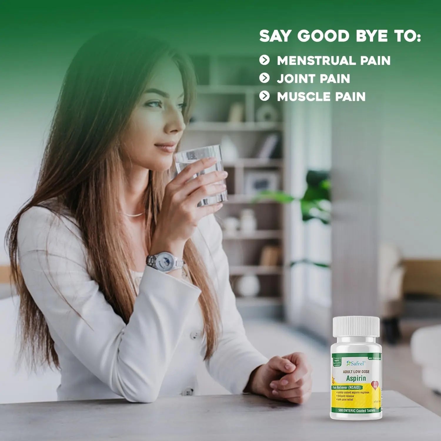 Safrel Generic Bayer Baby Aspirin 81 mg (500 Enteric Coated Tablets) | Adult Low Dose Strength Safe Pain Reliever (NSAID) for Minor Aches | Value Pack SafrelAu supplements