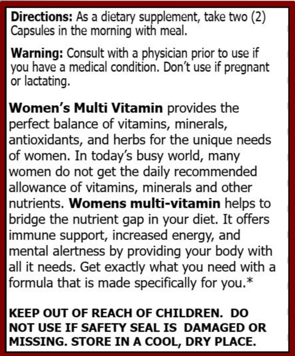 MiracleMulti Multivitamin for Women - Female Support Formula, Immune Support, Minerals, Biotin, Antioxidants & Superfoods Blend – 60 Capsules Hybrid NutraceuticalsUS supplements