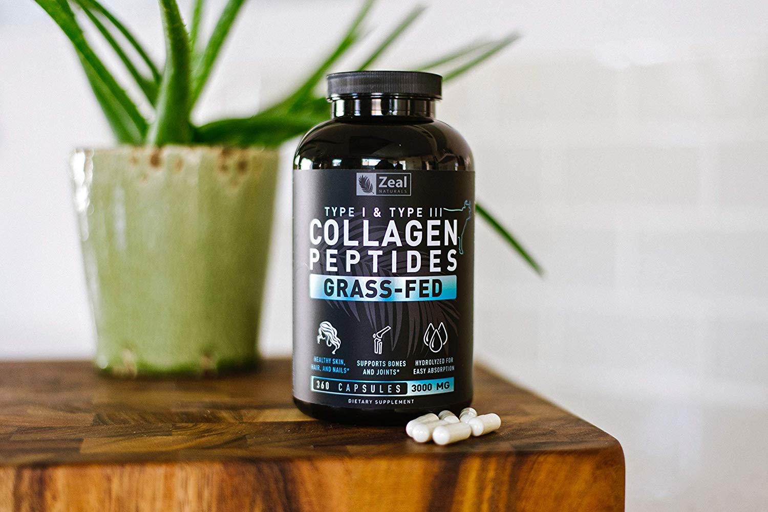 Zeal Naturals Collagen Peptides Collagen Pills (360 Capsules) Grass Fed Collagen Pepetide Powder - Hydrolyzed Collagen Powder for JointTendon SupplementHair Skin and Nails - Zeal NaturalsAu supplements