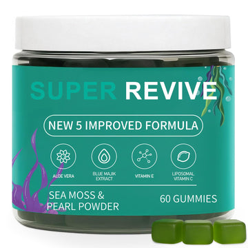 caicieter Super Revive Gummies for Hair Loss - Sea Moss Gummies with Vitamin C, E, Aloe Vera & Pearl Powder Glow, Promotes Thicker, Fuller & Stronger Hair - 60 Count caicieterAu supplements