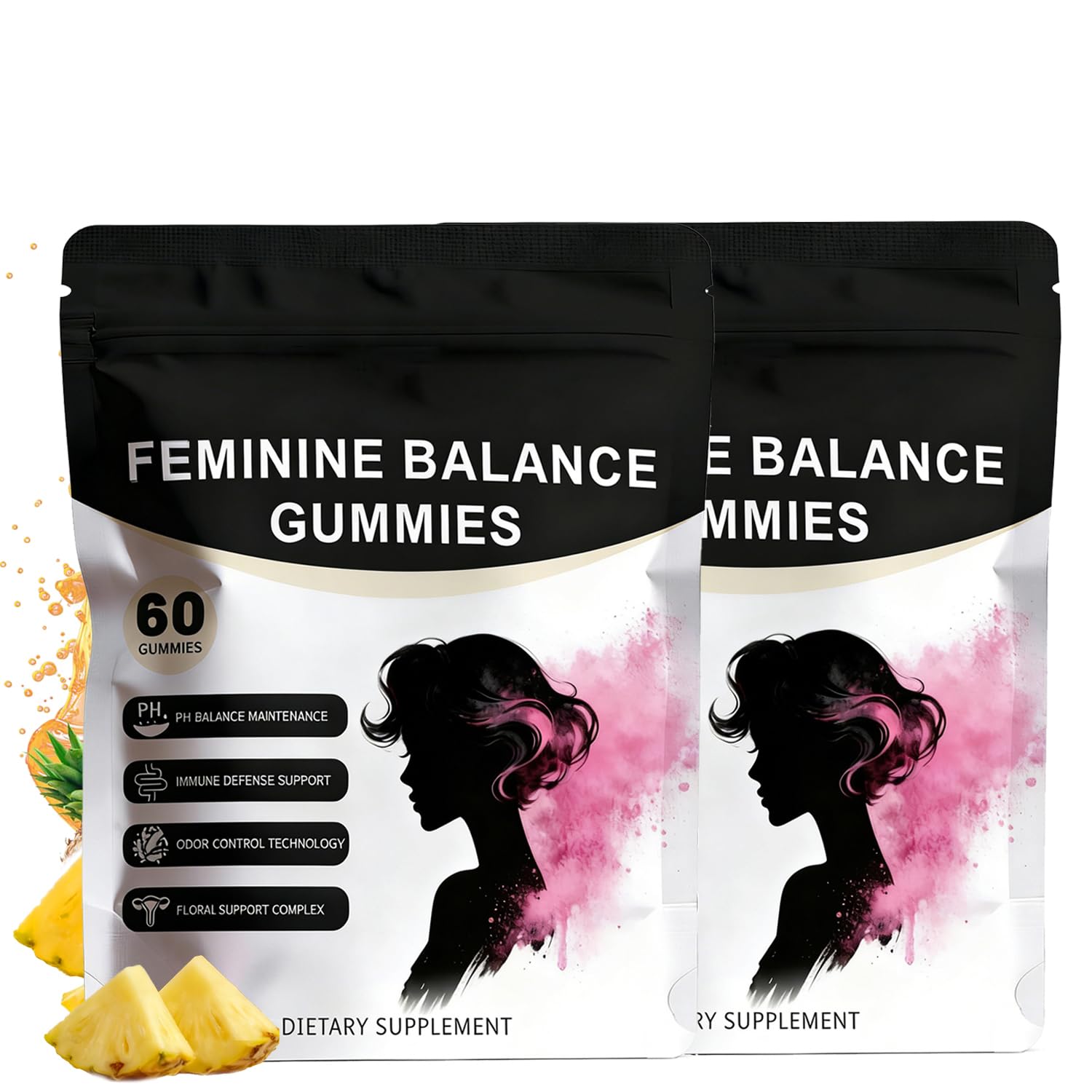 Pineapple Feminine Balance Gummies with Probiotics | Support for pH Balance & Freshness | Daily Intimate Wellness Support | Sugar-Free, Vegan | 60 Count (2) Nuora BalanceAu supplements