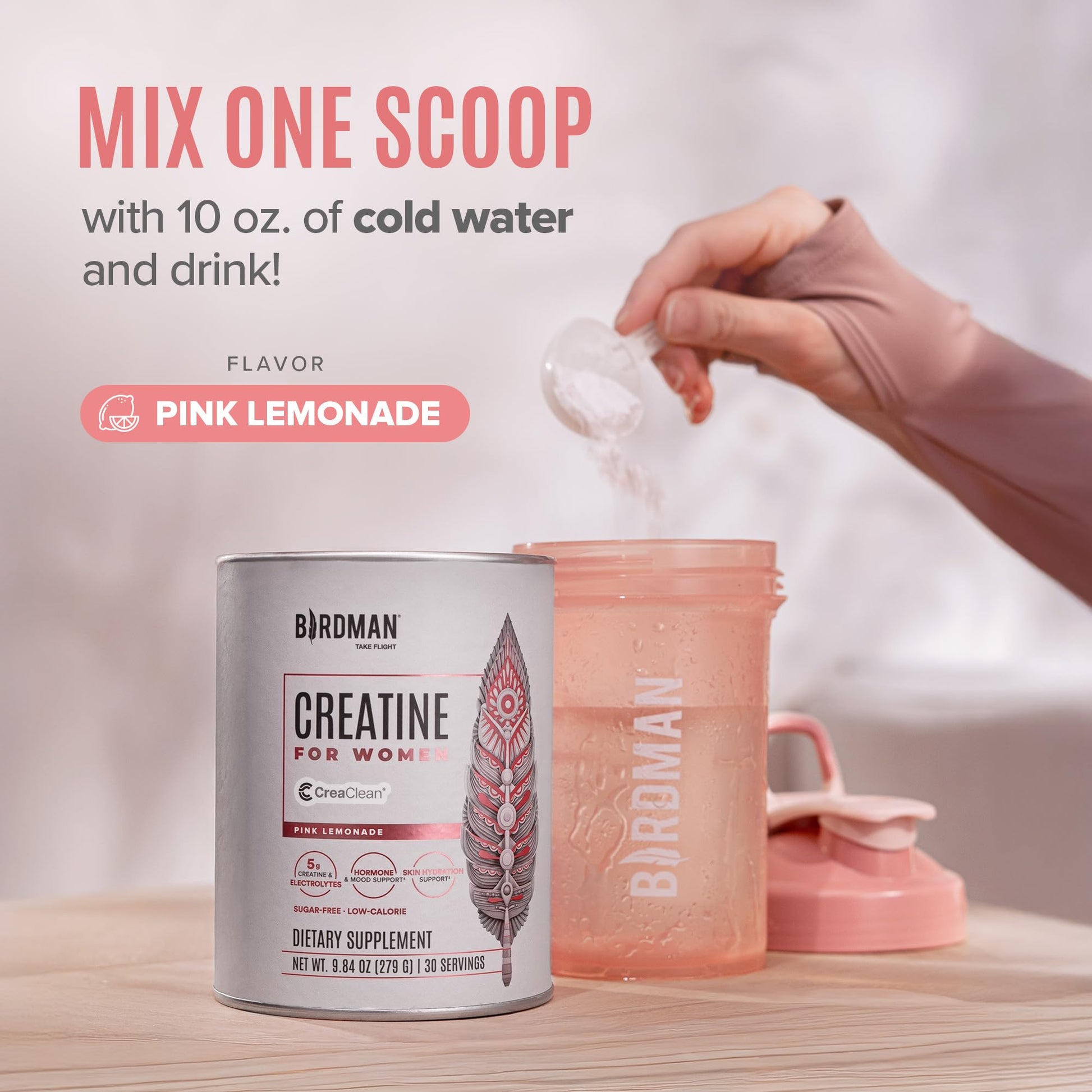 BIRDMAN Creatine for Women | Creatine Monohydrate Powder with Myo & D-Chiro Inositol, Hyaluronic Acid, Zinc, Electrolytes and Vitamins | Sugar Free, Pink Lemonade | 30 Servings BIRDMANAu supplements