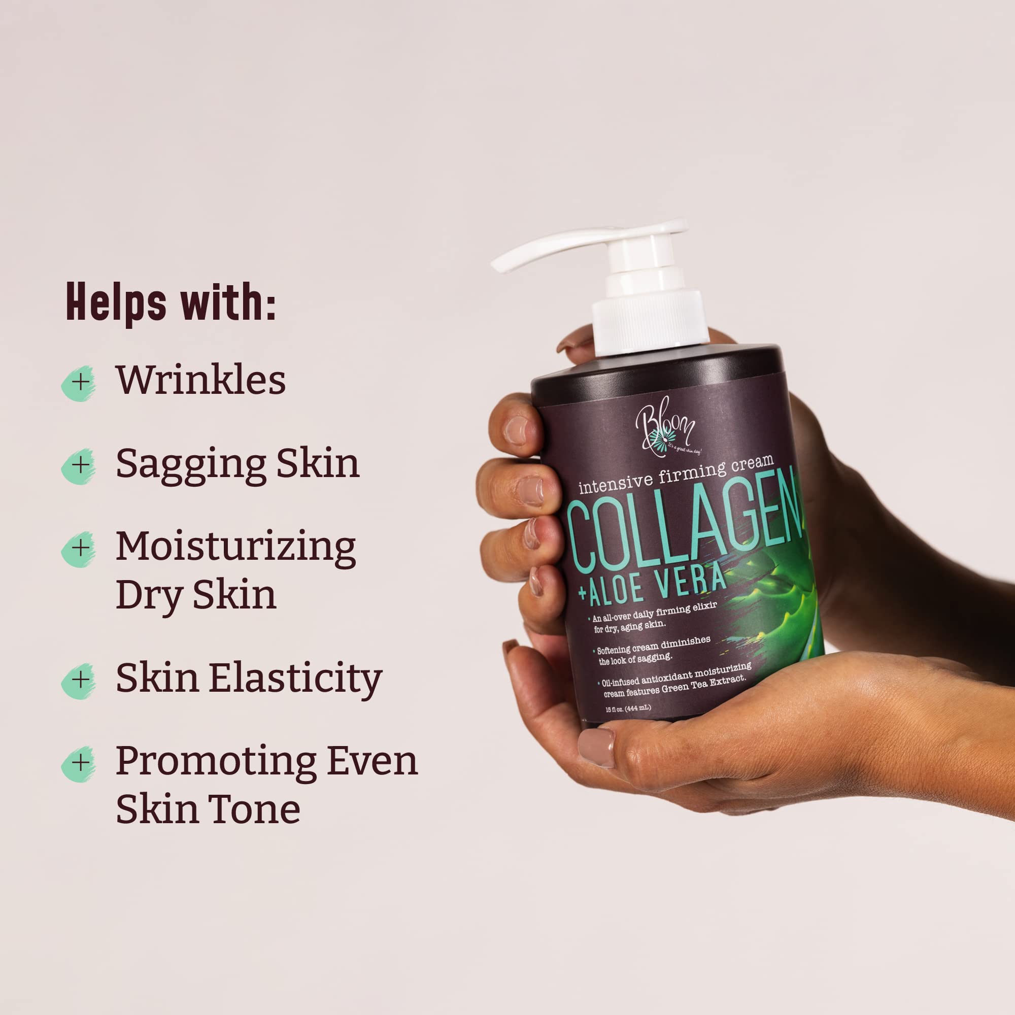 BLOOM Collagen Cream + Aloe Vera Moisturizer Body Lotion & Face Cream | Dry Skin BLOOM IT'S A GREAT SKIN DAY!US supplements