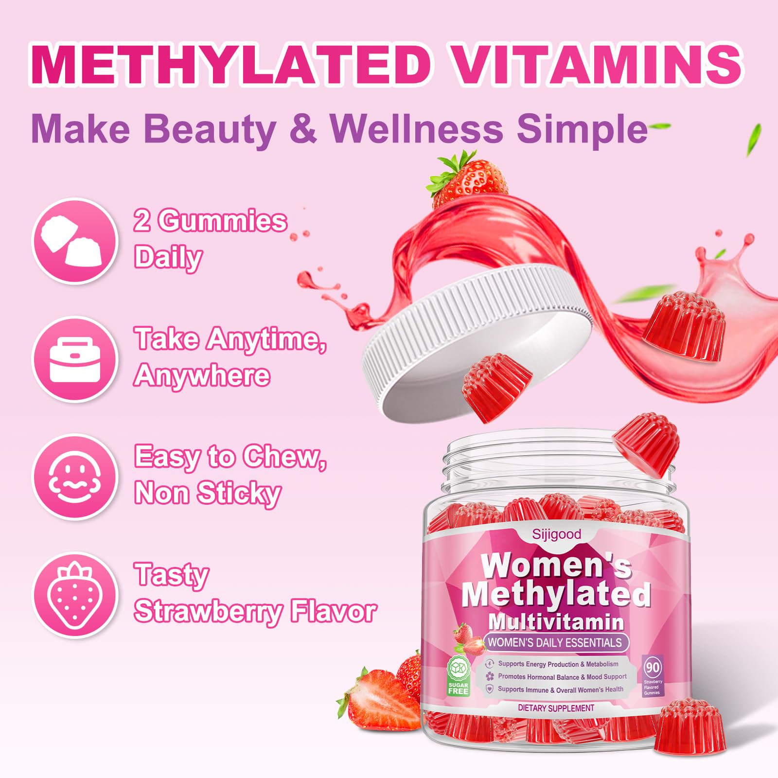 Sijigood 90 Count | Methylated Multivitamin Gummies for Women – Womens Multivitamin Gummies with B Complex, Minerals, CoQ10, Myo-Inositol for Energy, Hormone Balance & Immune Support Sugar Free SijigoodAu supplements