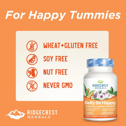 RidgeCrest Herbals Belly Be Happy - 60 Capsules - Digestive Comfort Support - Non-GMO RidgeCrest HerbalsUS supplements