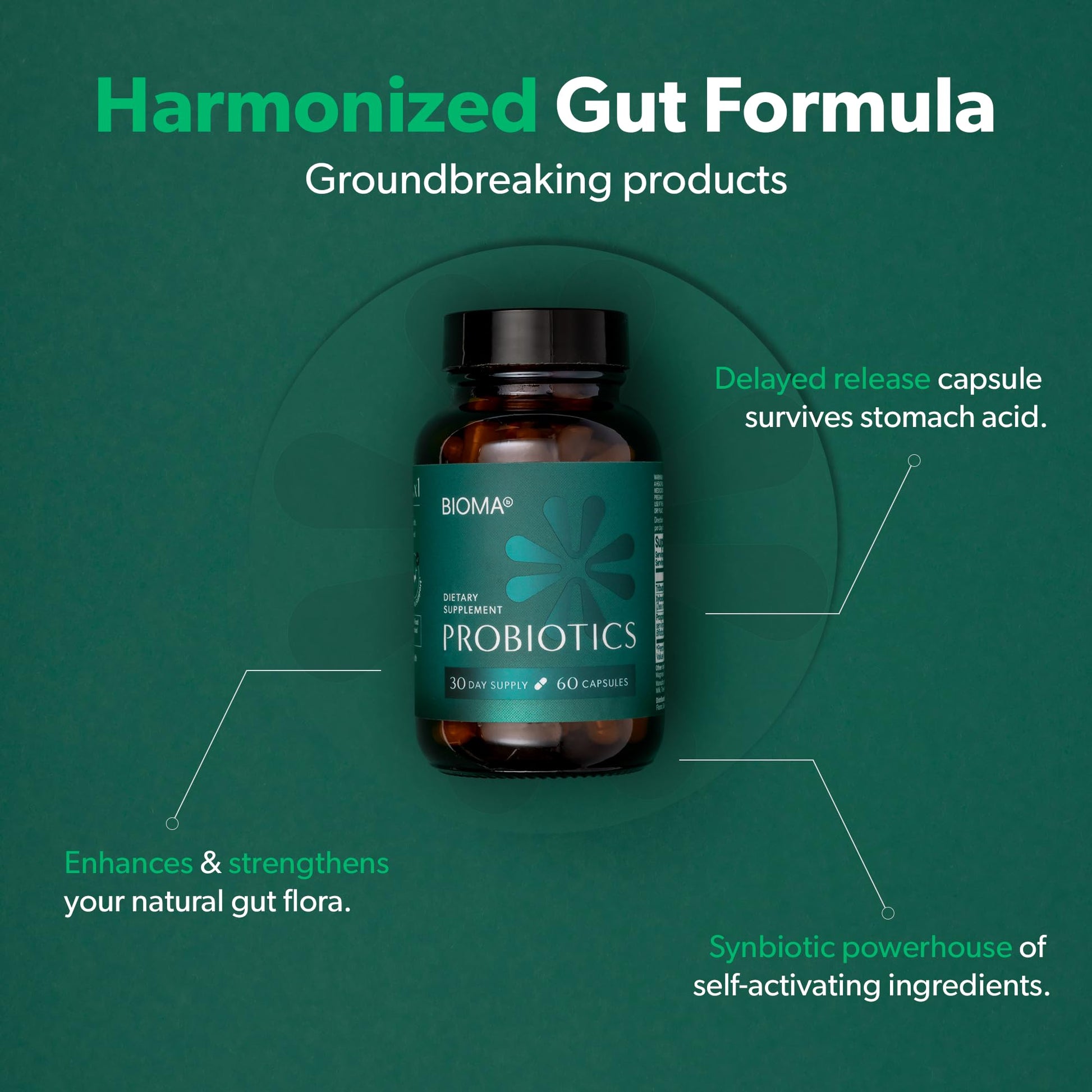 BIOMA Probiotics for Digestive Health, 3 in 1 Gut Health Probiotics and Prebiotics/Postbiotics BIOMAUS supplements