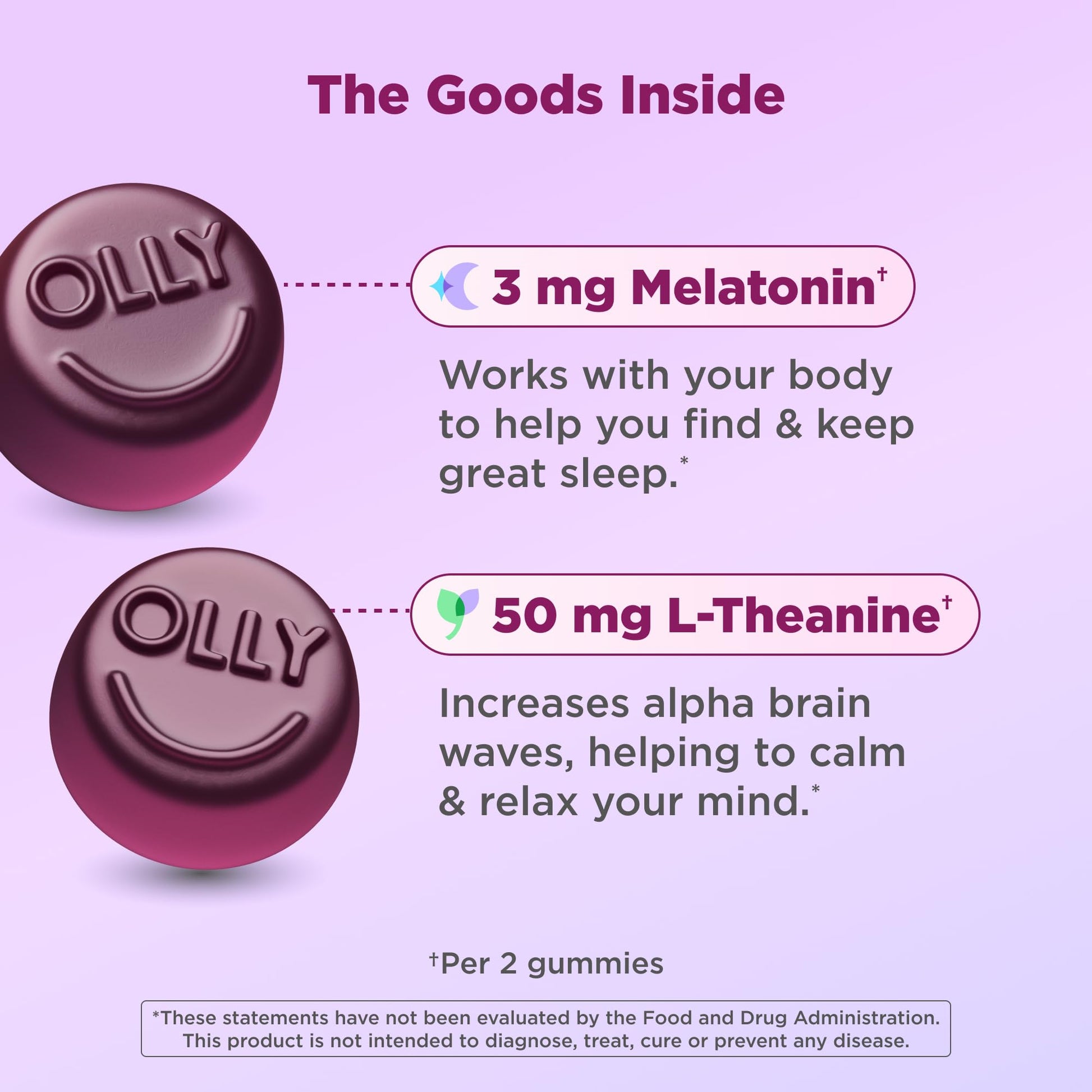 OLLY Sleep Gummy, 3 mg Melatonin, L-Theanine, Chamomile, Lemon Balm, Sleep Aid, Blackberry - 70 Count OLLYAu supplements