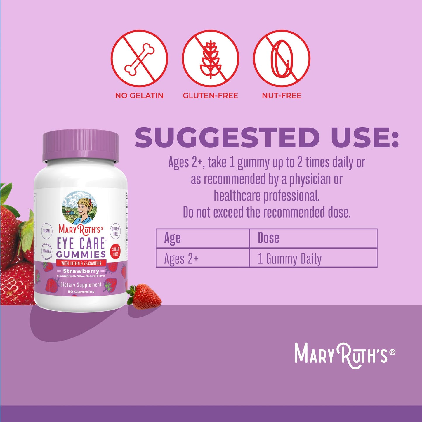 MaryRuth Organics Eye Care Gummies | Eye Health Vitamins for Adults and Kids | Lutein and Zeaxanthin Supplements | for Eyes | Vegan | Non-GMO | Gluten Free | 90 Count MARYRUTH'SUS supplements