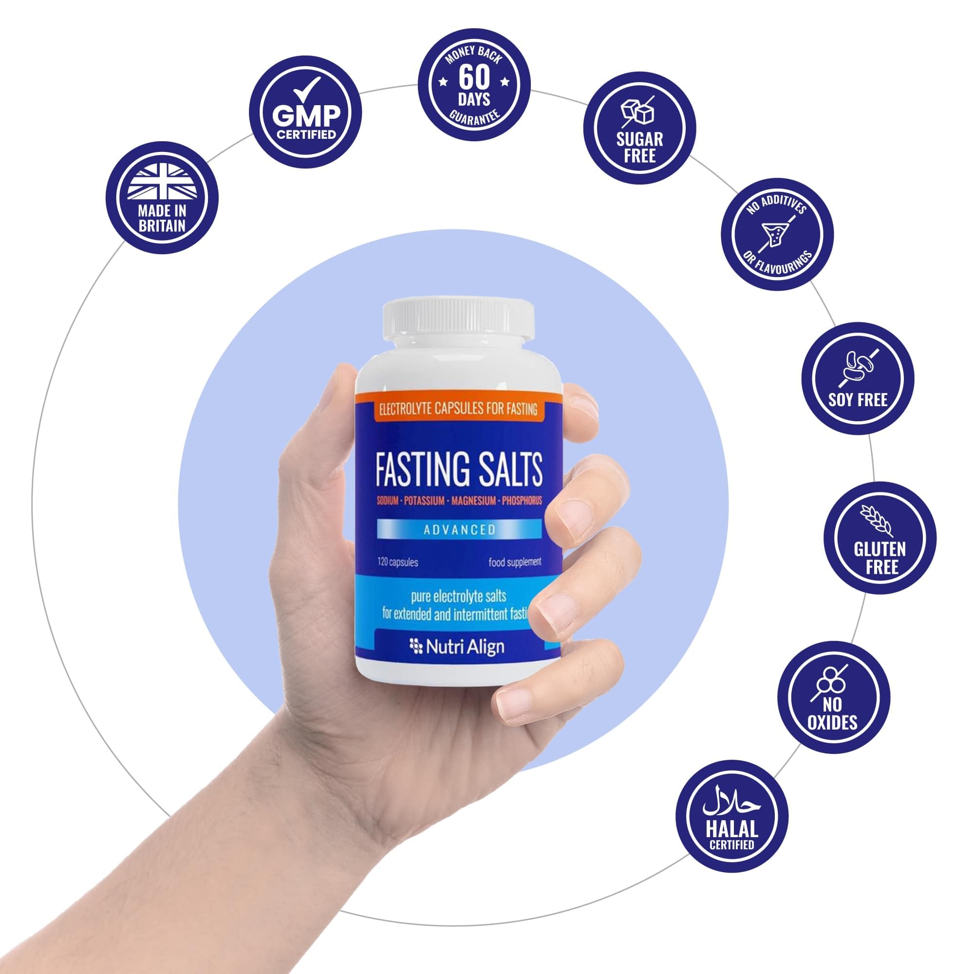 Nutri-Align Fasting Salts Electrolytes Advanced, 120 Capsules | Sodium Potassium Magnesium Phosphorus | Pure Fasting Electrolytes | Sugar Free & Filler Free Nutri-AlignAu supplements