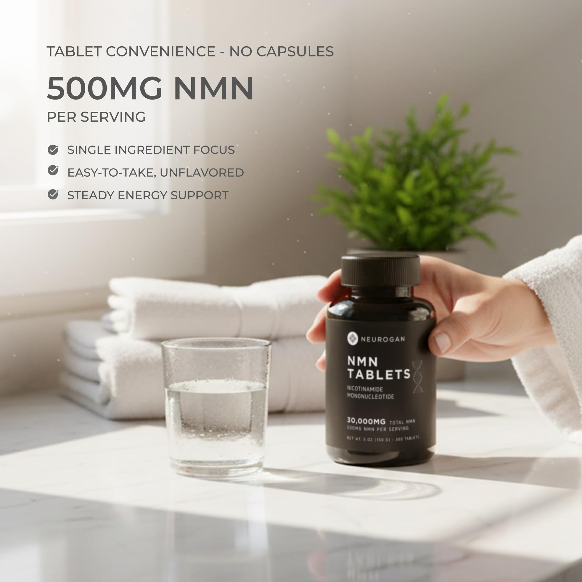Neurogan NMN Supplement Tablets – Nicotinamide Adenine Dinucleotide Precursor for Cellular Energy & Brain Focus Support – 500 mg High-Potency Nicotinamide Mononucleotide per Serving, 300 Count NeuroganAu supplements