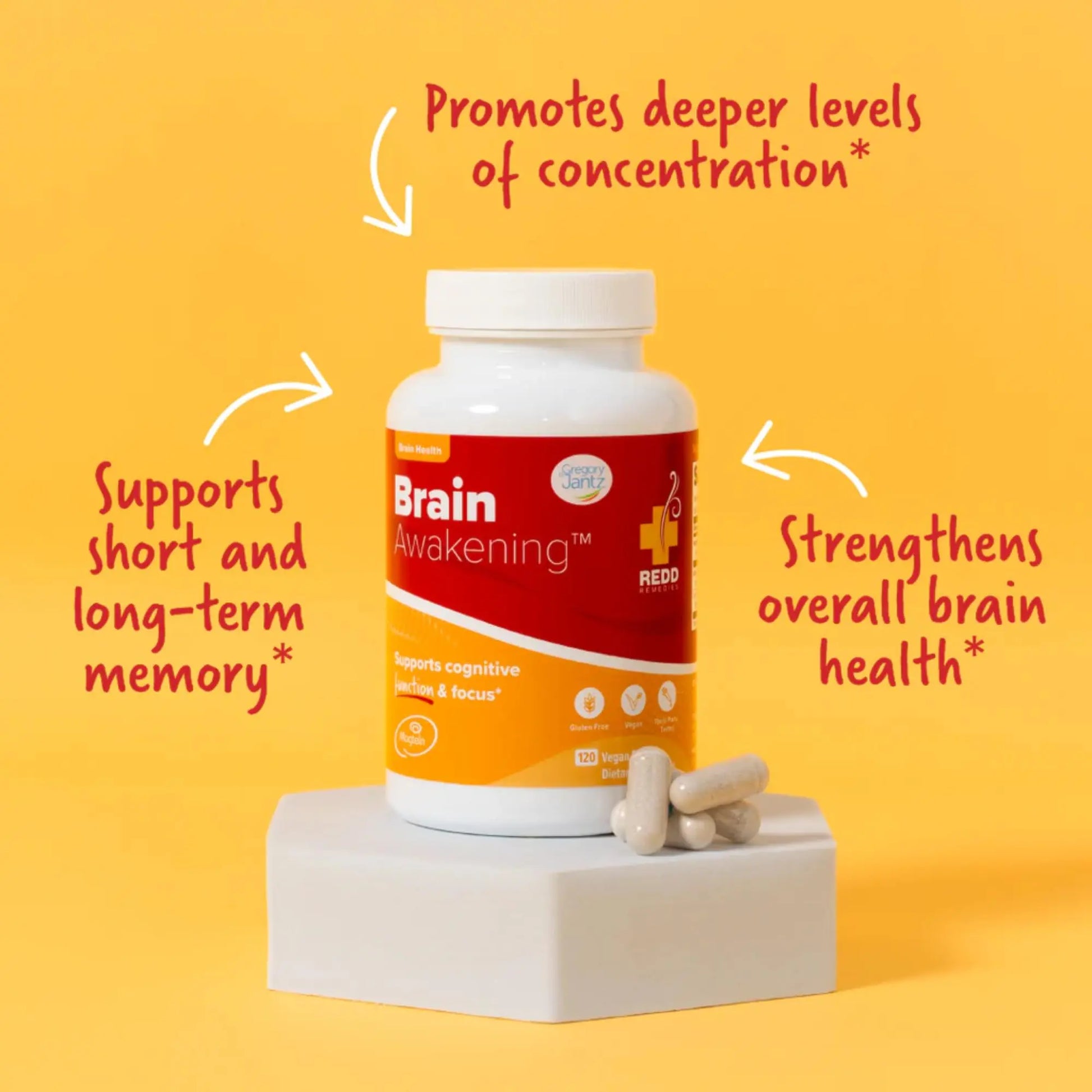 Redd Remedies, Brain Awakening, Supports Cognitive Function and Focus, 120 Vegan Capsules Redd Remediesnz supplements