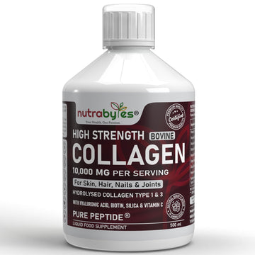 Collagen Liquid 10000mg, Hydrolysed Peptides | Hyaluronic Acid, Biotin, Silica, Vitamin C, Vitamin B12 NUTRABYTESAu supplements