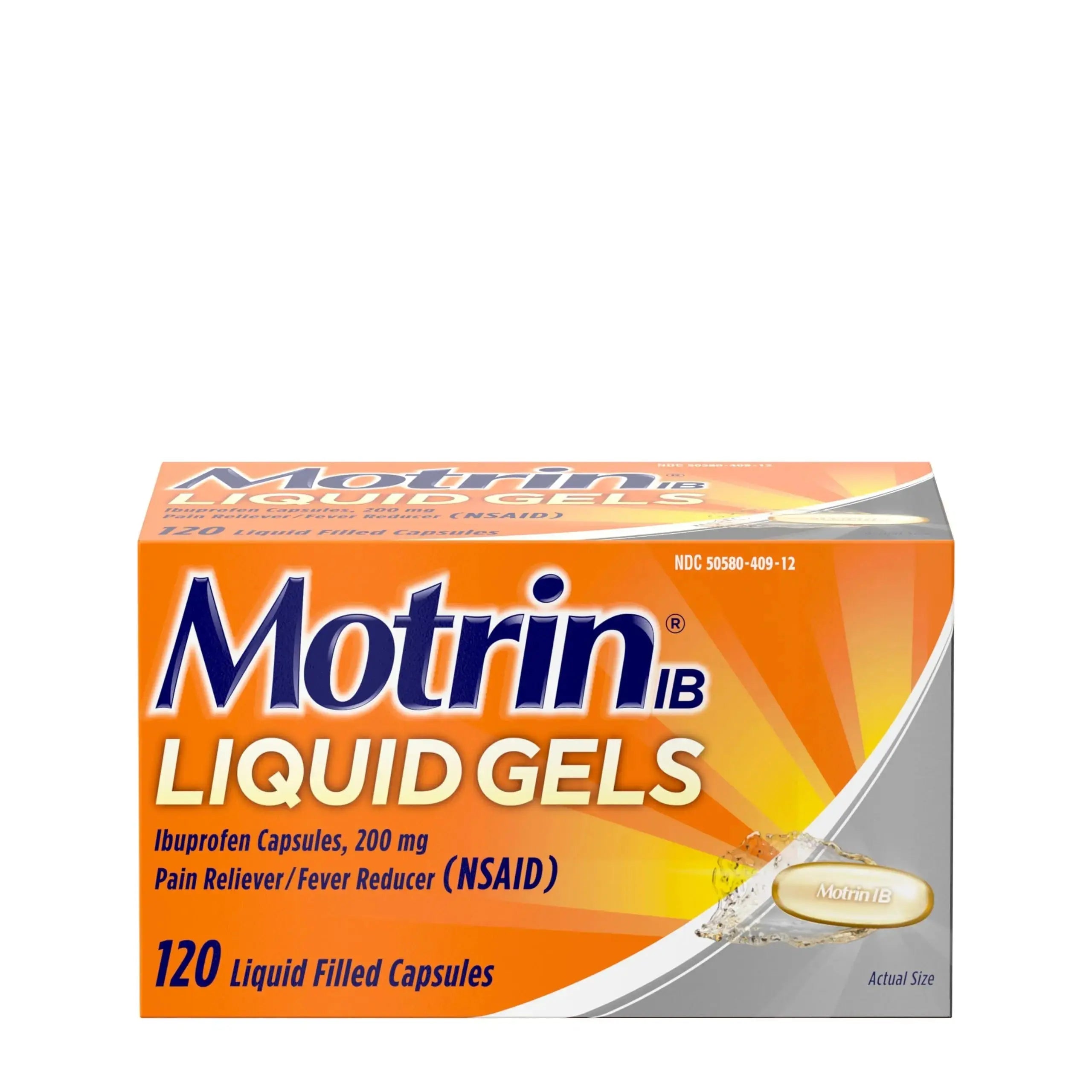 Motrin IB Liquid Gels with 200mg Ibuprofen per Caplet, Pain Reliever & Fever Reducer for Adults, Relief from Minor Arthritis Pain, Muscle Aches, Headache, Menstrual Cramps & Backache, 120 ct MotrinAu supplements