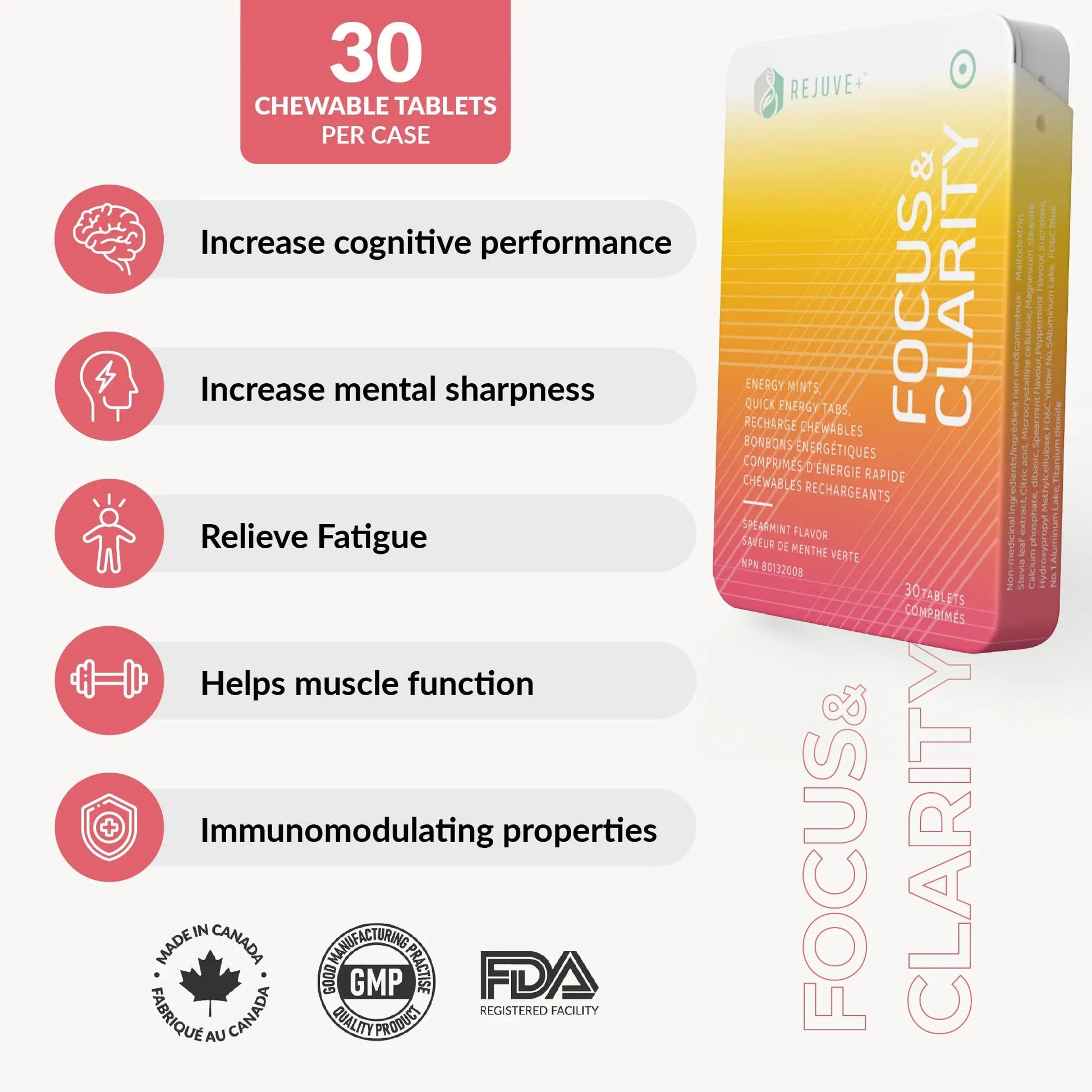 REJUVE+ Focus & Clarity Nootropic Supplement – Brian Boost | L-Theanine, Caffeine, Lion’s Mane, Magnesium, Vitamin B6 & B12 | Brain Support, Memory, Focus & Energy | Mint Flavor (30 Chewables) (1) REJUVE+nz supplements