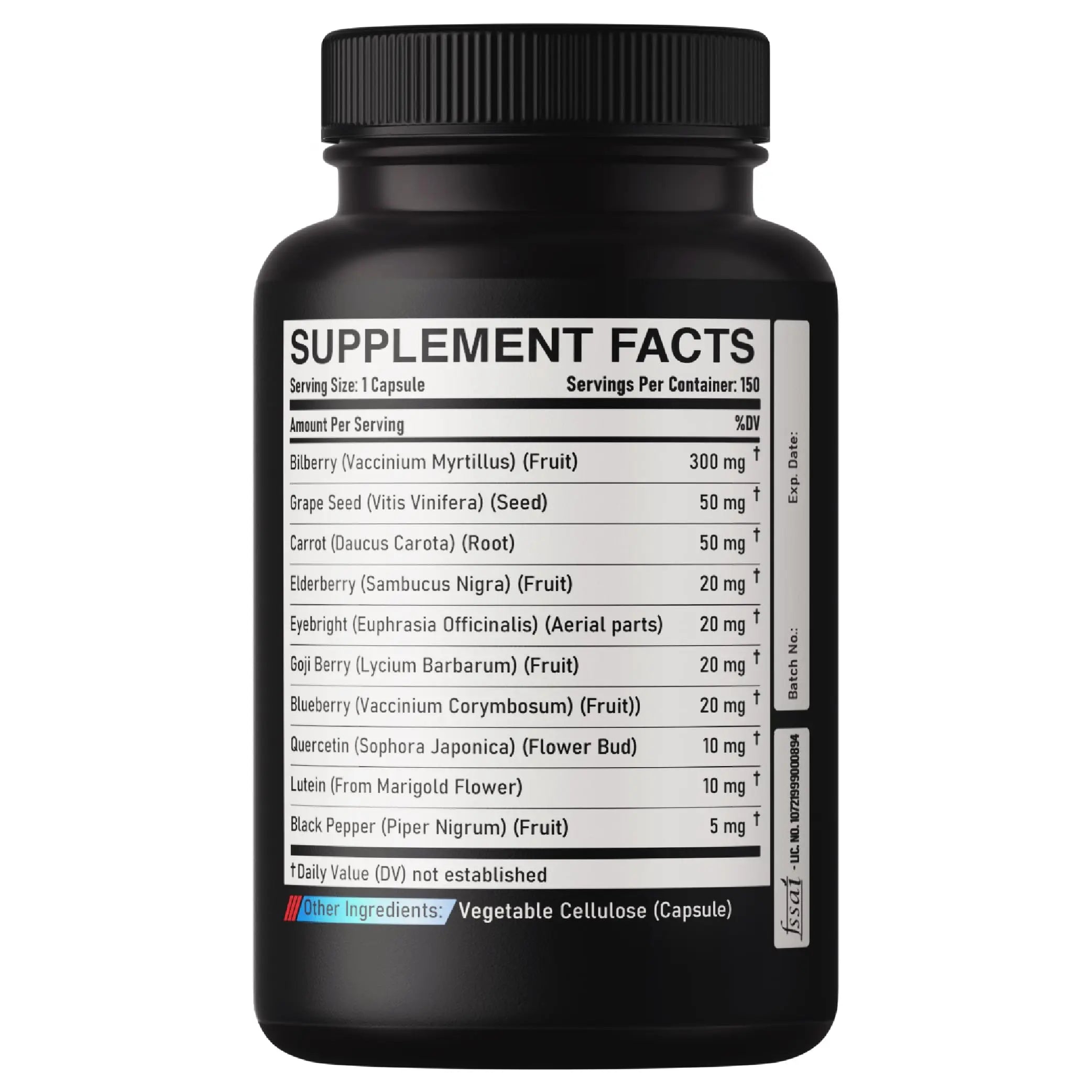 DEDICAD 20:1 Bilberry Extract Capsules - 5 Month Supply - Support Eyes, Vision & Heart Health - 10in1 Plus Grape Seed, Carrot, Elderberry, Eyebright & Others - 150 Counts DEDICADnz supplements