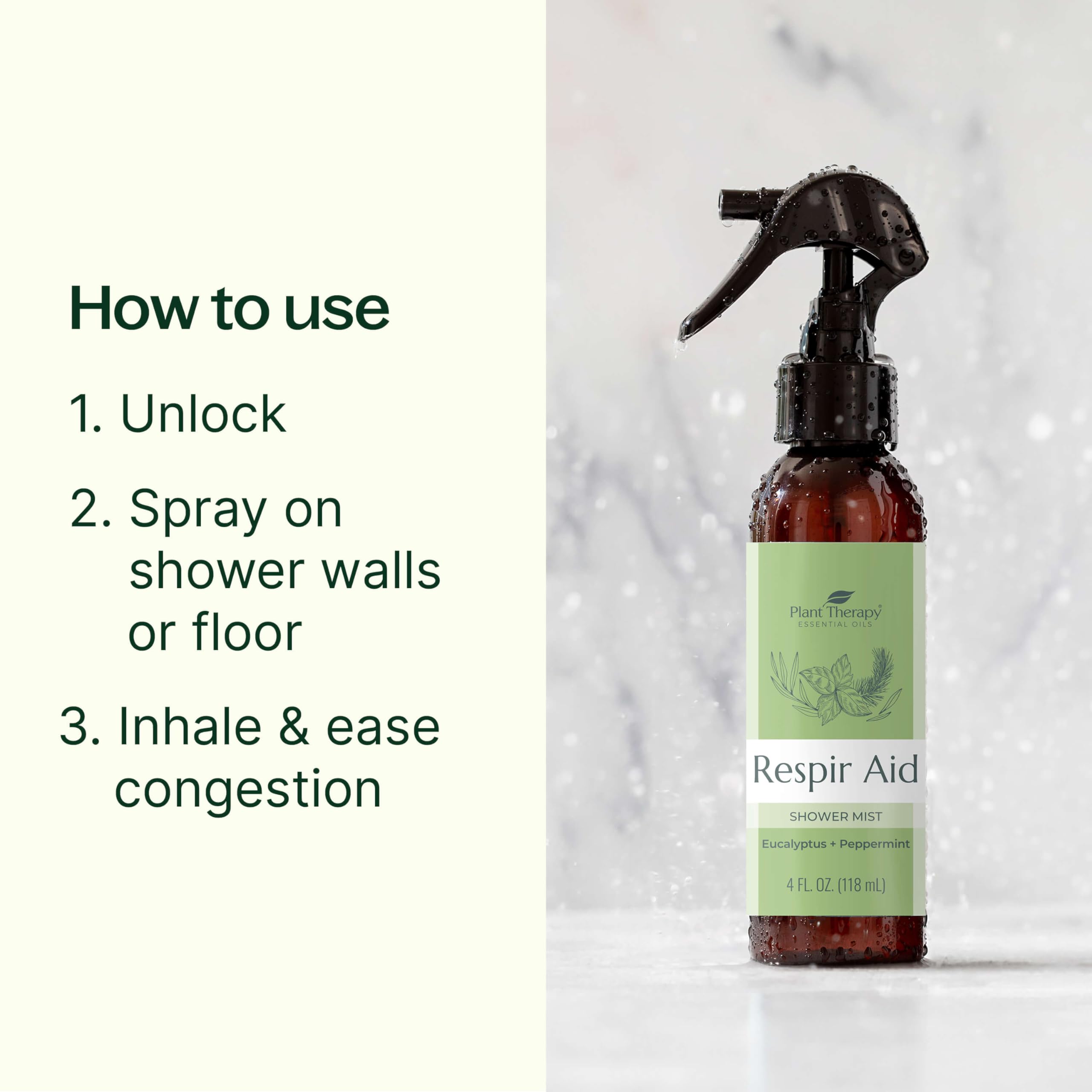 Plant Therapy Respir Aid Shower Mist 4 oz Refreshing & Crisp Aroma, Great to Help Clear Congestion Plant TherapyAu supplements