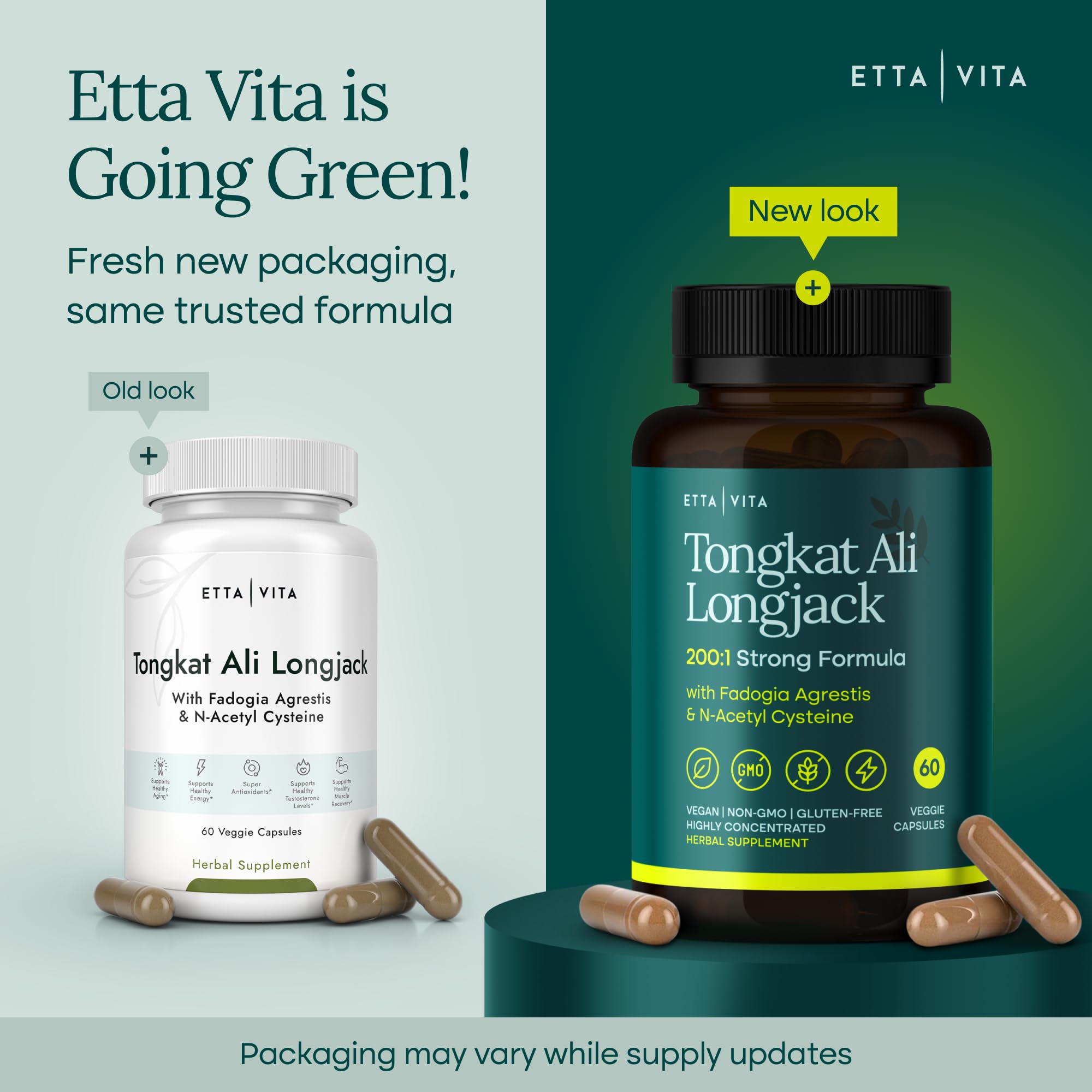 Potent Longjack - Tongkat Ali & Fadogia Agrestis Supplement for Men & Womens Energy, T Support, Lean Muscle Growth & Recovery, Hormonal Balance, Pre-Workout with Vegan NAC Liver Detox & Cleanse Etta VitaAu supplements