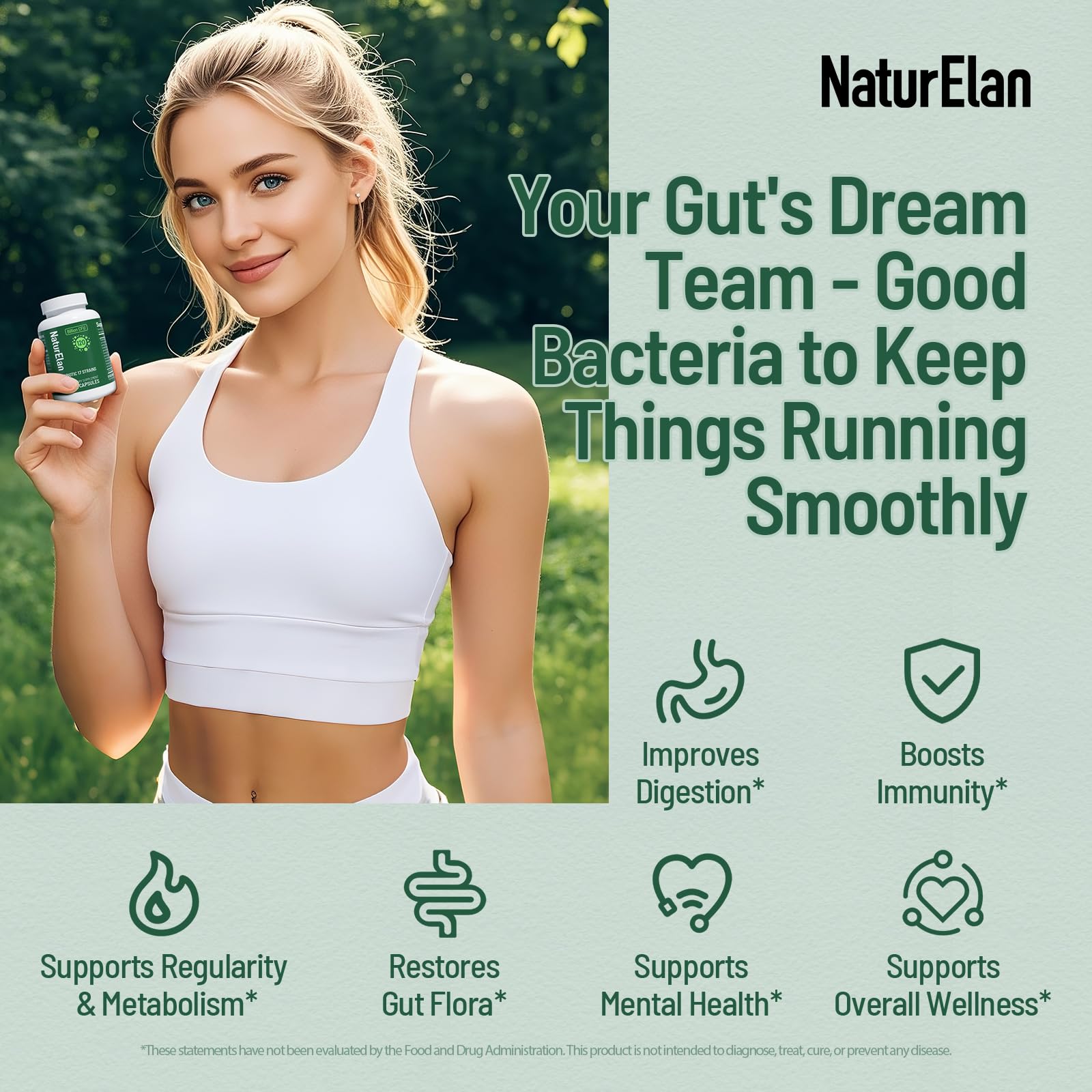 Probiotics for Women & Men - 120 Billion CFU, 17 Powerful Strains for Gut Health, Immunity & Fast Bloating Relief, Third - Party Tested, Non-GMO & Vegan Probiotics Formula for Digestive Health, 60 CT NaturElanAu supplements