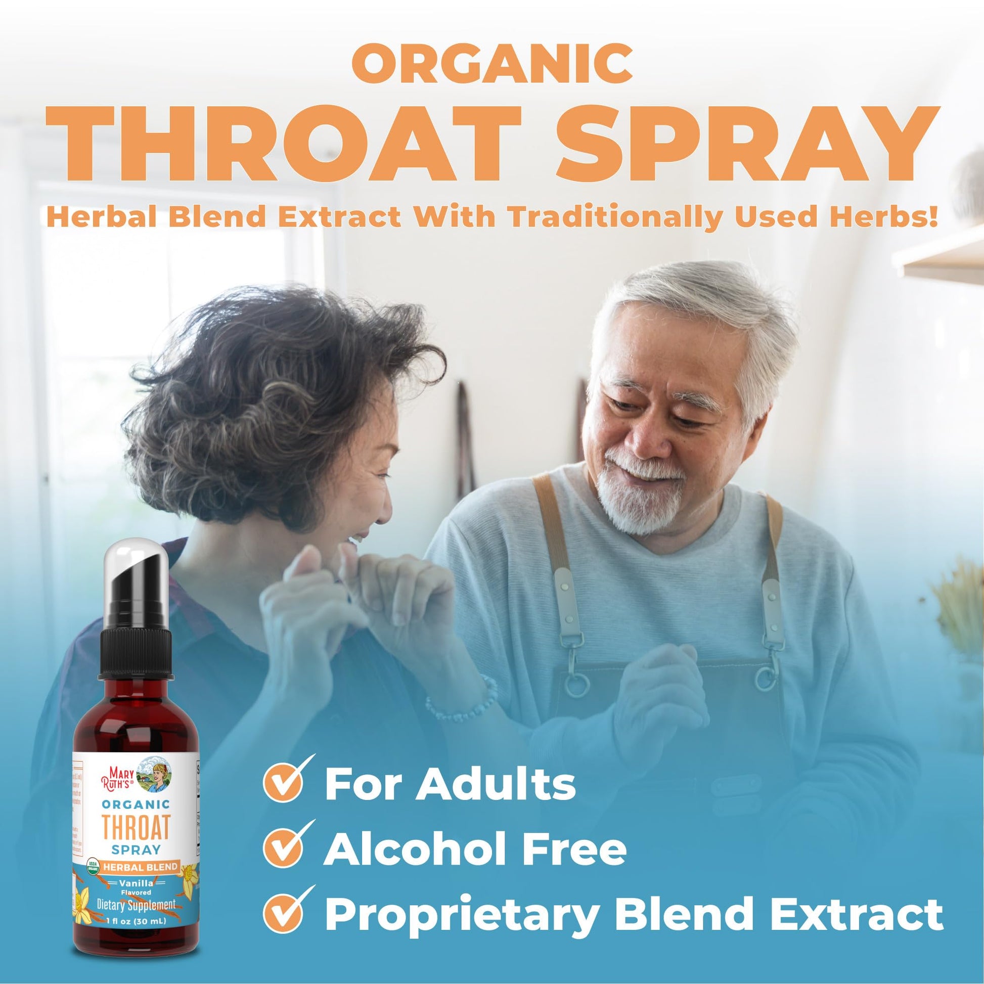 MaryRuth Organics USDA Organic Throat Spray with Mullein Leaf | Marshmallow Root & Licorice Root & Thyme Leaf | Vanilla | 4 Herbal Blend | Non-GMO | Vegan | Gluten Free | 1 Fl Oz | Up to 100 Servings MARYRUTH'SUS supplements