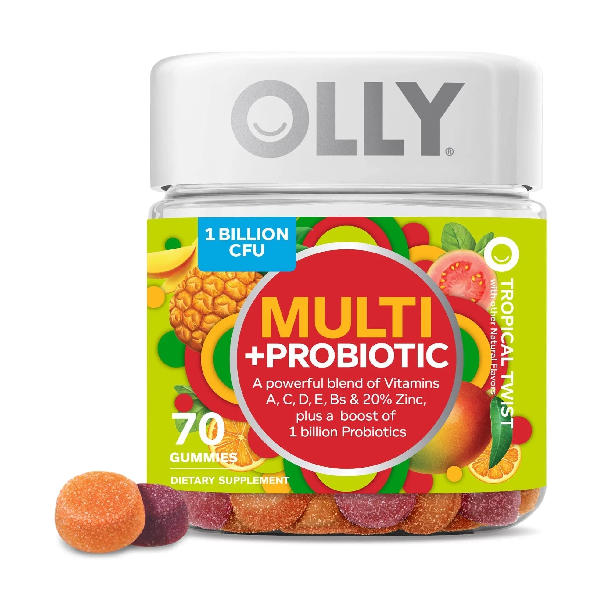 OLLY Multi + Probiotic Adult Multivitamin Gummy, 1 Billion CFUs, Digestive and Immune Support & Metabolism Gummy Rings, Apple Cider Vinegar, Vitamin B12, Chromium, Energy and Digestive Health OLLYAu supplements