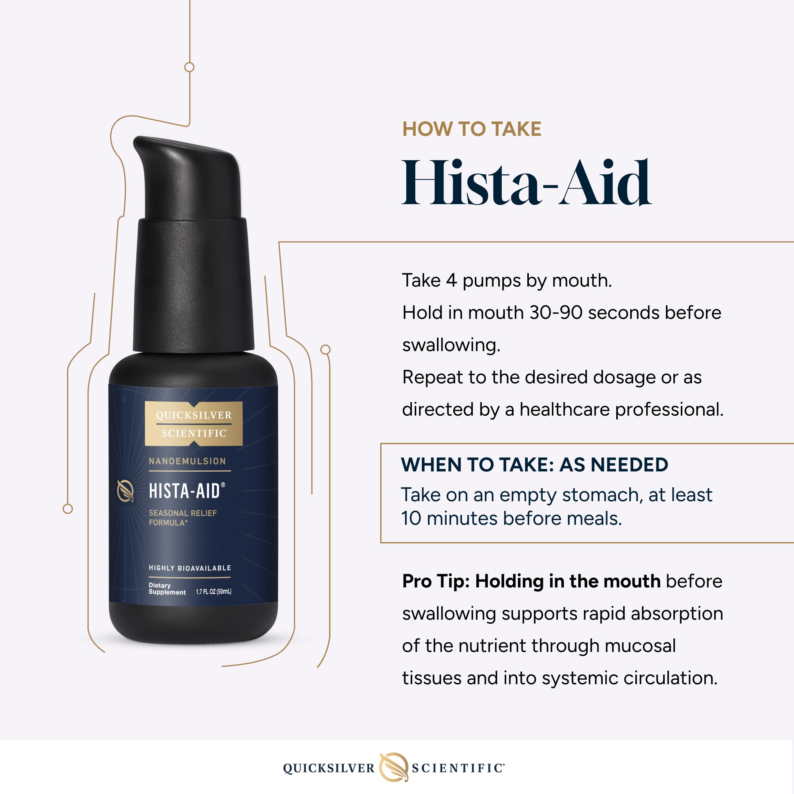 Quicksilver Scientific Nanoemulsified Hista-Aid - Flavonoids to Help Maintain Healthy Histamine Levels - Liposomal Vitamin C, DIM, Luteolin & Quercetin Liquid (50ml) Quicksilver ScientificUS supplements