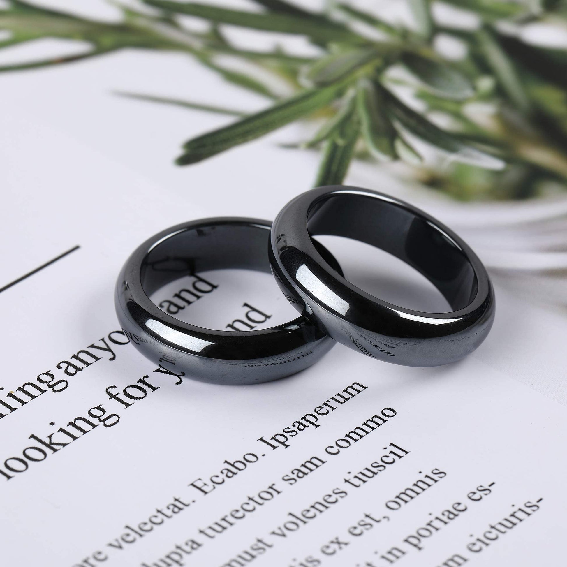 2PCS Genuine Hematite Ring for Women Men Unisex, Black Hematite Stone Ring Anxiety Balance YhluckAu supplements