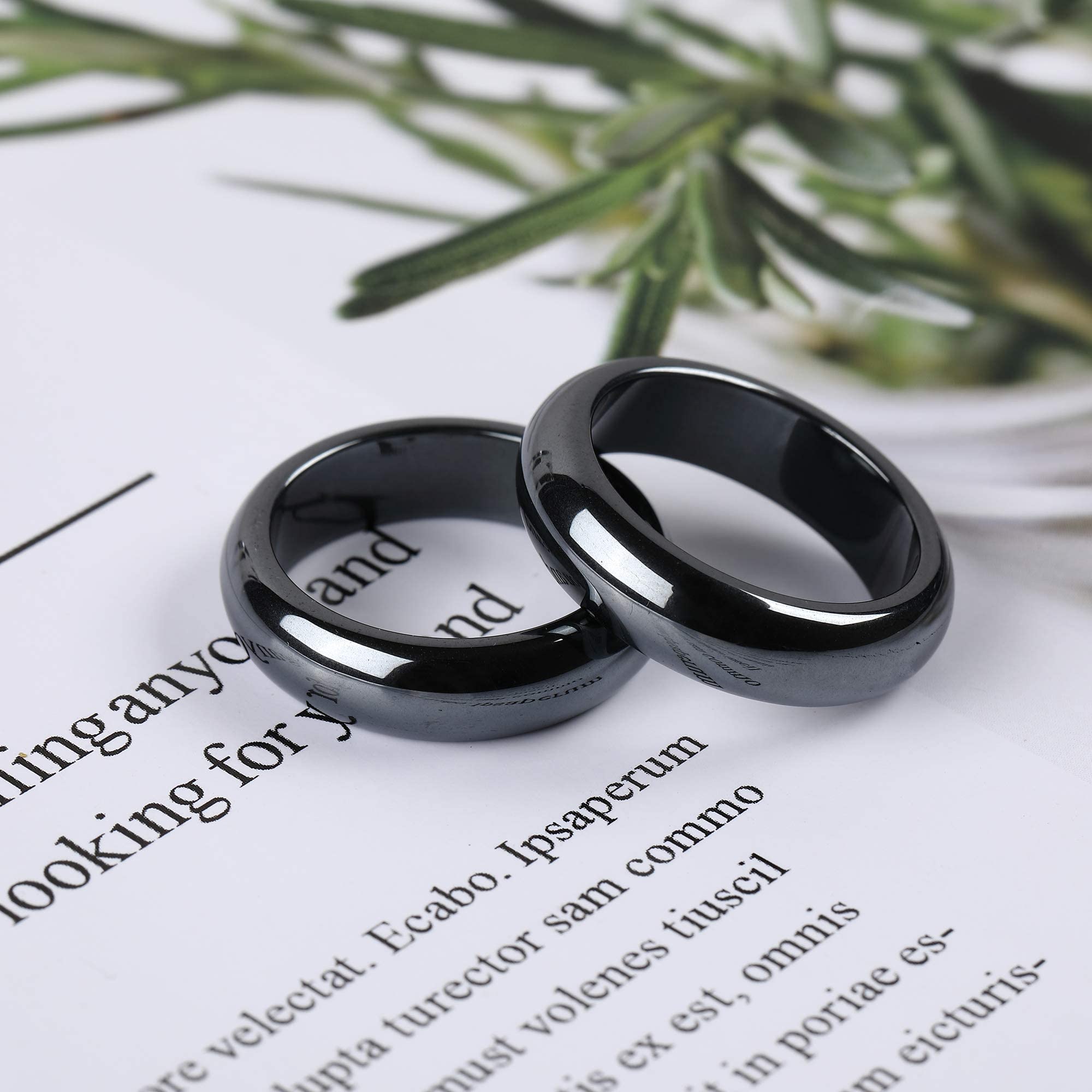 2PCS Genuine Hematite Ring for Women Men Unisex, Black Hematite Stone Ring Anxiety Balance YhluckAu supplements