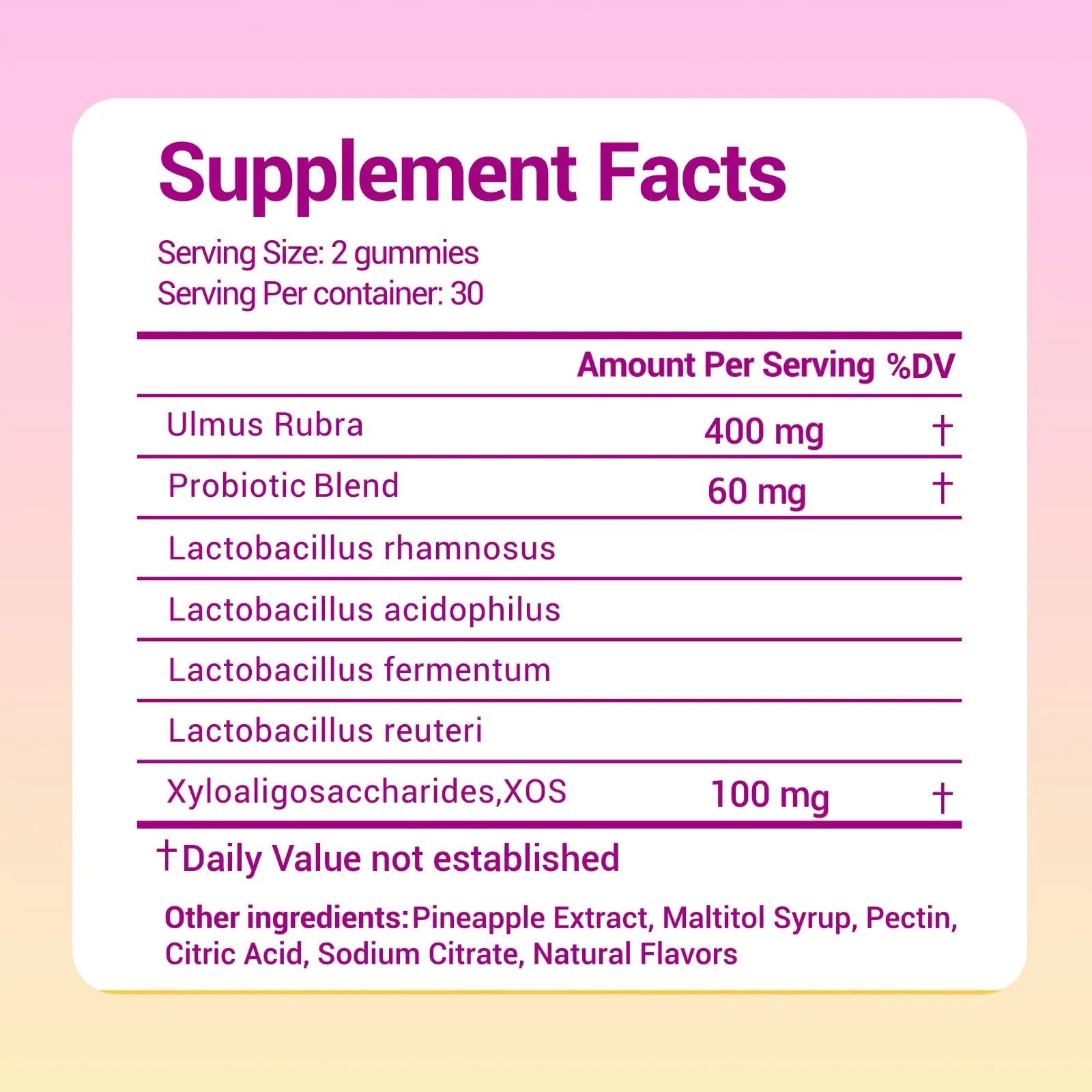 Lunivox Her Juicy Feminine Probiotics Gummies for Women, with Prebiotics & Slippery Elm - Promotes pH Balance, Gut Health & Immune Support - Pineapple Flavor, 60 Count Lunivoxnz supplements