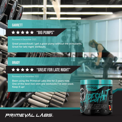 Primeval Labs Ape Pumps Natural Pre Workout Powder | Caffeine Free Preworkout Primeval LabsUS supplements