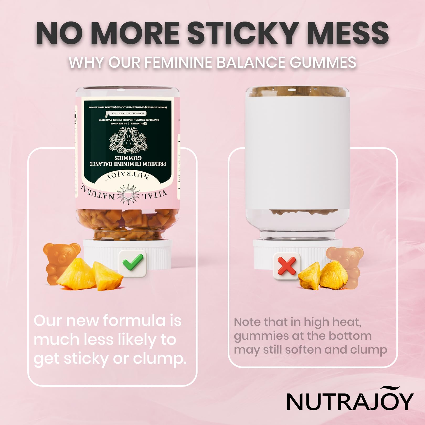 NUTRAJOY Premium Feminine Balance Gummies, for Women's Ph Health, Vaginal Wellness Support, Immune Support, Energy Support, Hawaiian Pineapple, Vegan Gluten-Free, 60 Gummies NUTRAJOYAu supplements