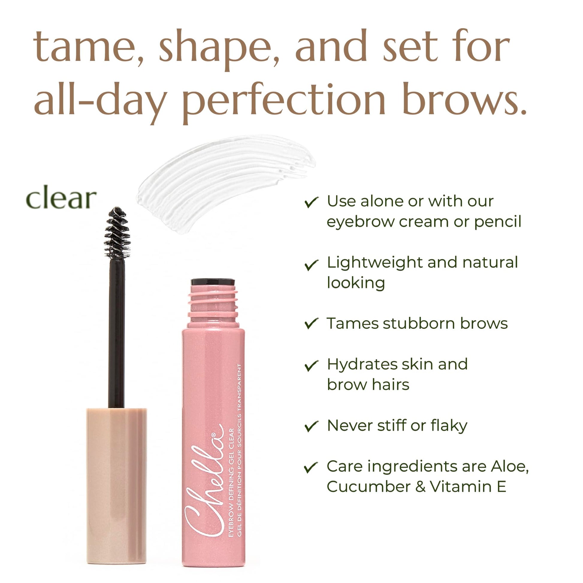 Chella Eyebrow Gel, Defining Clear Eyebrow Gel - Lightweight Formula for Natural, Long Lasting Makeup - Vegan, Cruelty Free, Paraben Free, Gluten Free ChellaAu supplements