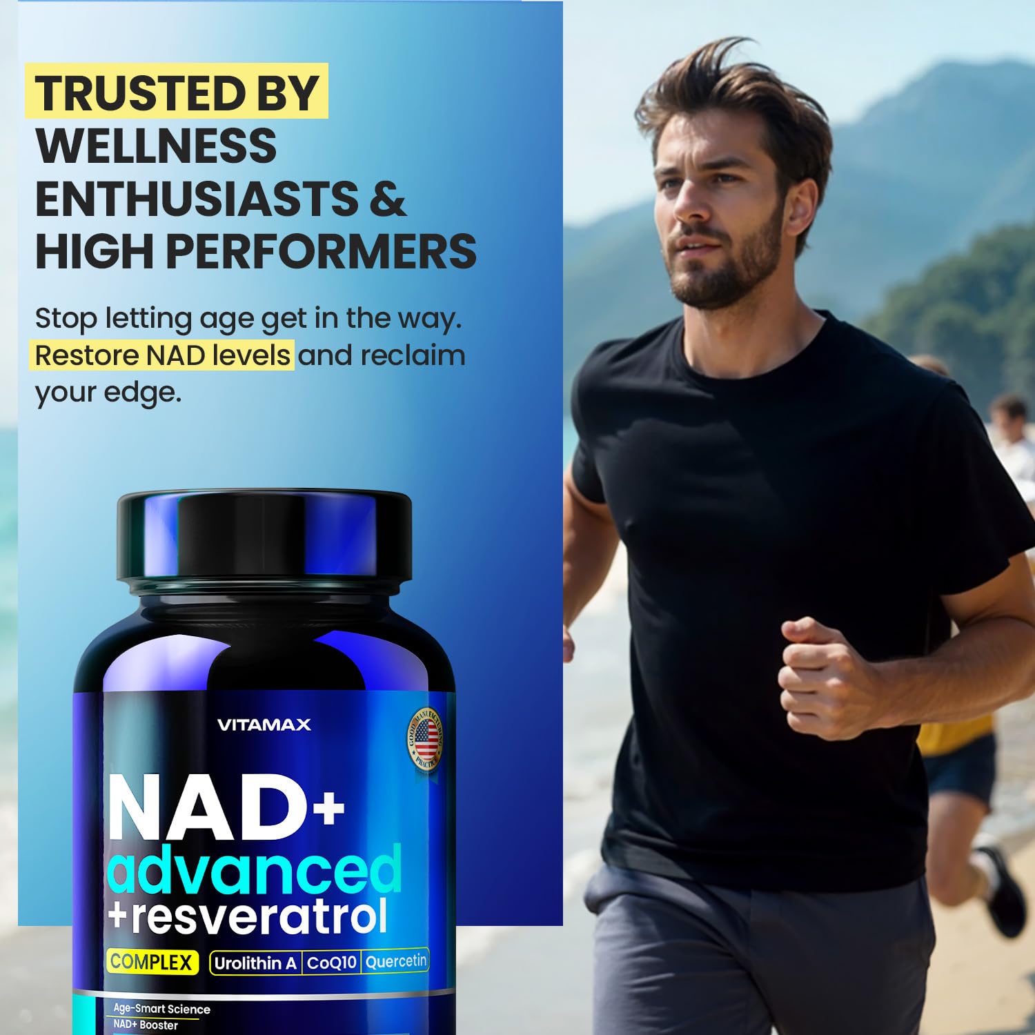 Liposomal NAD+ Supplement Extra Strength | Urolithin A, Resveratrol, CoQ10 - Women & Men - ALA, Green Tea, Quercetin, Lycopene | High Purity, Energy & Regeneration - Made in USA – 60ct VitamaxAu supplements