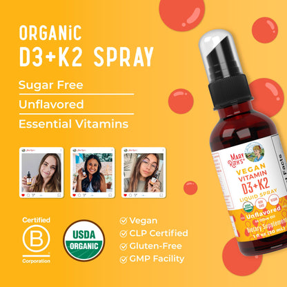 MaryRuth's Organic D3 + K2 Spray for Adults & Kids for Bone Health | Vitamin D3 as Cholecalciferol | Vitamin K2 | Immunity | Mineral Absorption | Heart Health | Vegan | Non-GMO | Gluten Free | 1 Fl Oz MARYRUTH'SUS supplements