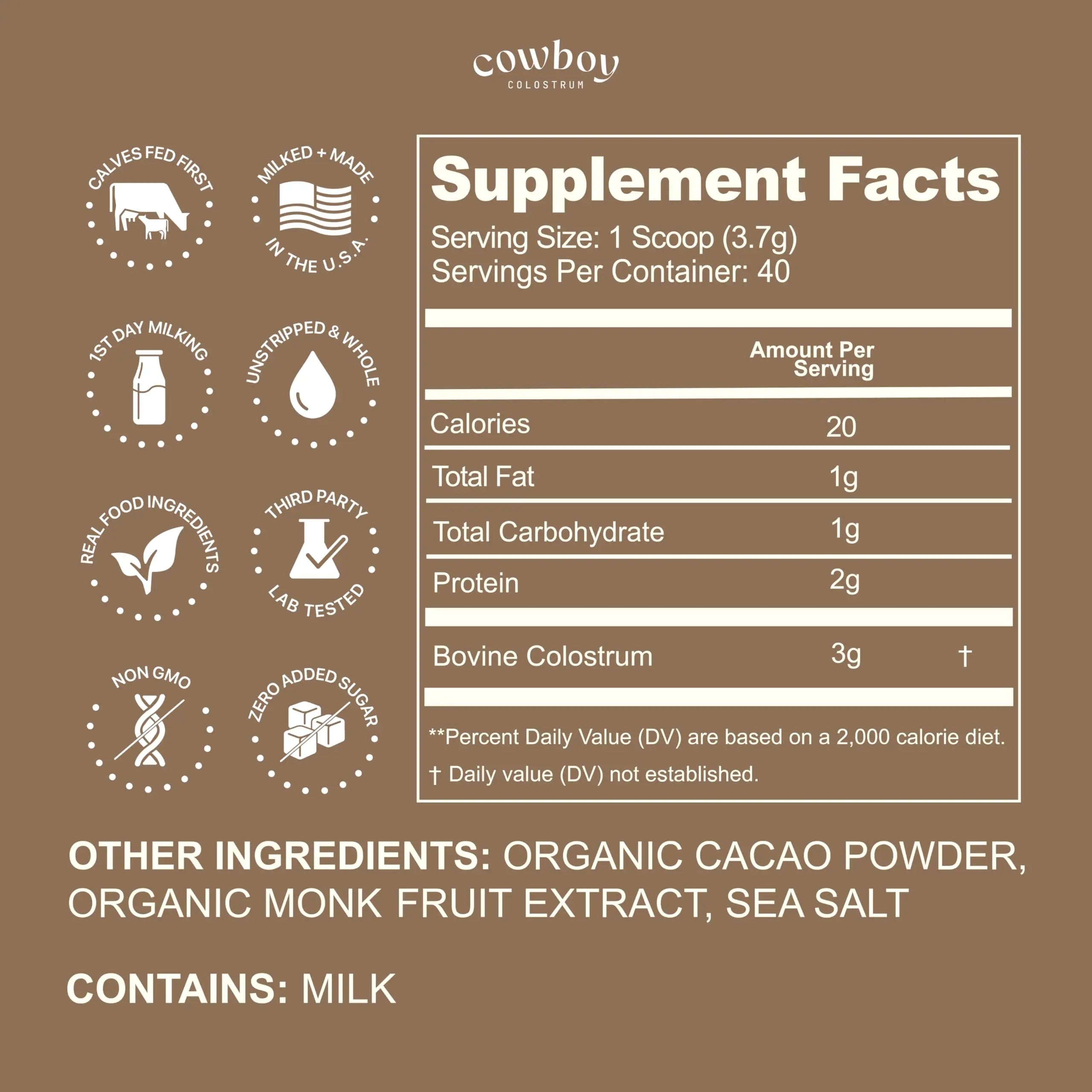 Cowboy - The Exclusive 1st Milking, Whole, Grass Fed Colostrum Supplement for Full Body Health - Sugar Free Bovine Colostrum Powder Packed with Bioactive(Vanilla & Chocolate) Nutrients COWBOY COLOSTRUMnz supplements