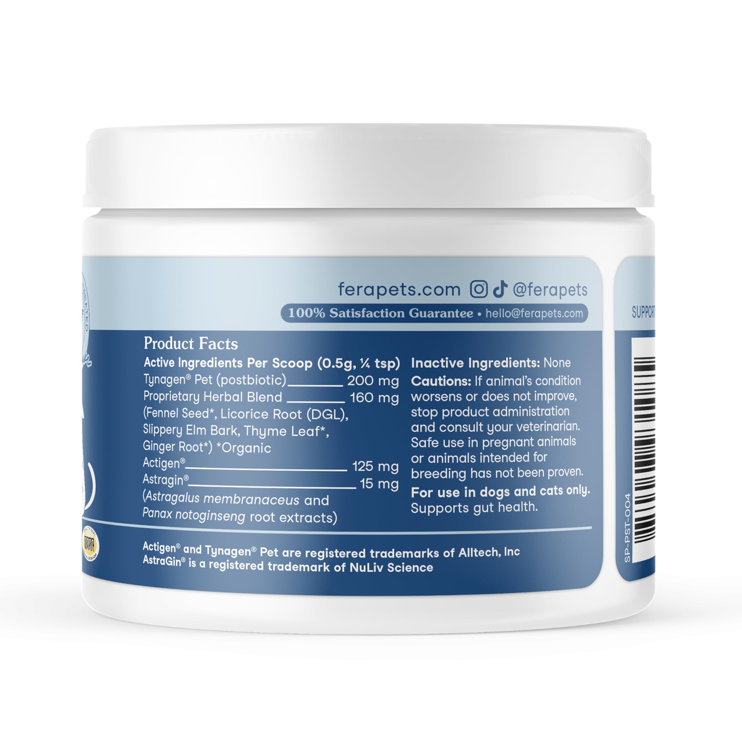 Fera Pets Postbiotics Plus Prebiotics for Dogs & Cats - with Slippery Elm - Promotes Optimal Digestive Health & Inflammatory Response - Enhances Immunity - 120 Scoops Fera PetsAu supplements
